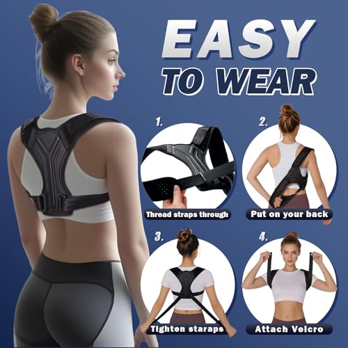 Posture Corrector for Women & Men, Adjustable Upper Back Brace with Anti-Chafing Pads for Neck/Shoulder/Back Pain Relief, Breathable Invisible Posture Brace for Office, Driving, Fitness. (Black, Large) - Image 7