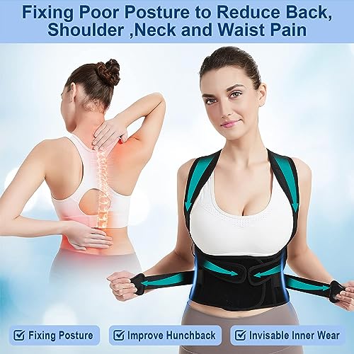 Back Brace Posture Corrector for Women and Men, Upgraded Adjustable Back Support for Upper and Lower Back Pain Relief, Shoulder Straightener for Scoliosis, Hunchback,Thoracic, Waistline-M(31.9"-37.4") - Image 2