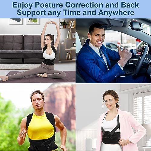 Back Brace Posture Corrector for Women and Men, Upgraded Adjustable Back Support for Upper and Lower Back Pain Relief, Shoulder Straightener for Scoliosis, Hunchback,Thoracic, Waistline-M(31.9"-37.4") - Image 6