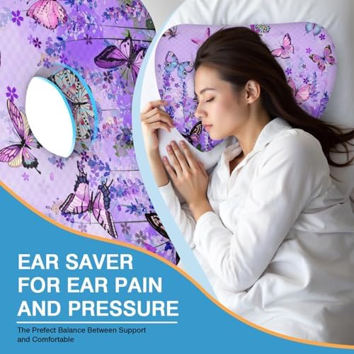Ear Piercing Pillow for Side Sleepers Pillows with Holes for Ear Pain,Donut Pillow for Ear Side Sleeping Pillow for Adults CNH Ear Pain Relief Pressure Sores Ear Pillow with Hole in Center - Image 2