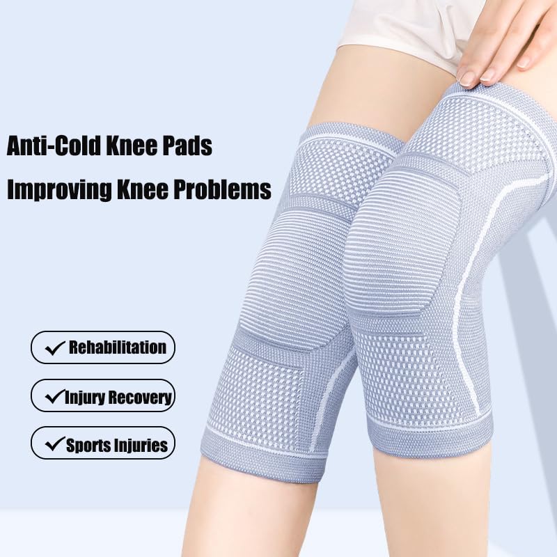 Compression Knee Sleeve for Men Women - Bamboo Charcoal Knee Brace for Sport Running (Gray, Medium) - Image 3