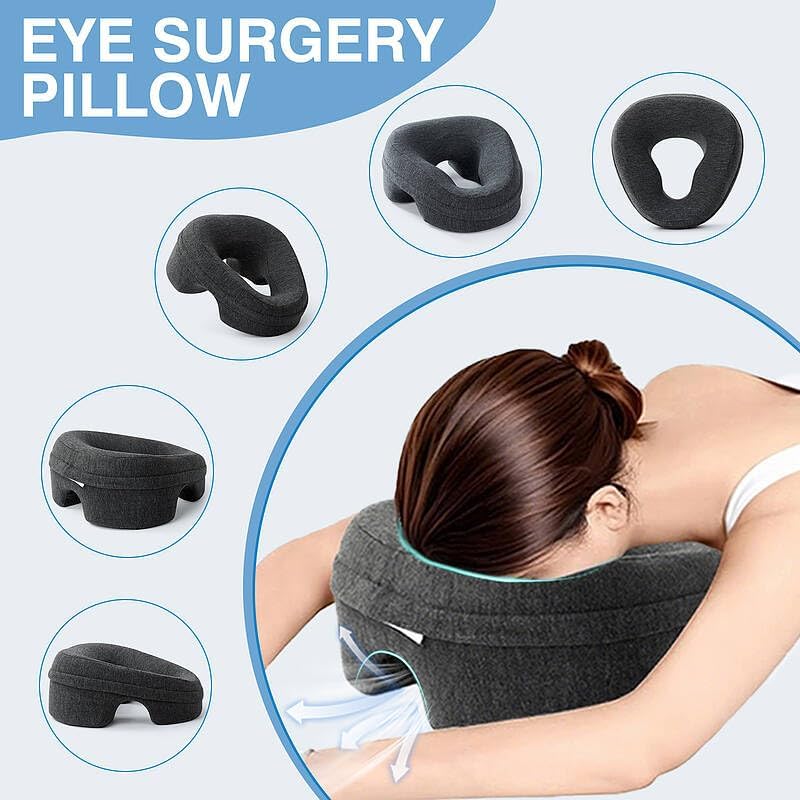 Face Down Pillow for Bed, Massage Headrest Face Pillow After Eye Surgery, Memory Post-Eye Recovery or Beach Tanning, Prone Sleepers with Breathable Desig (Dark Gray) - Image 2