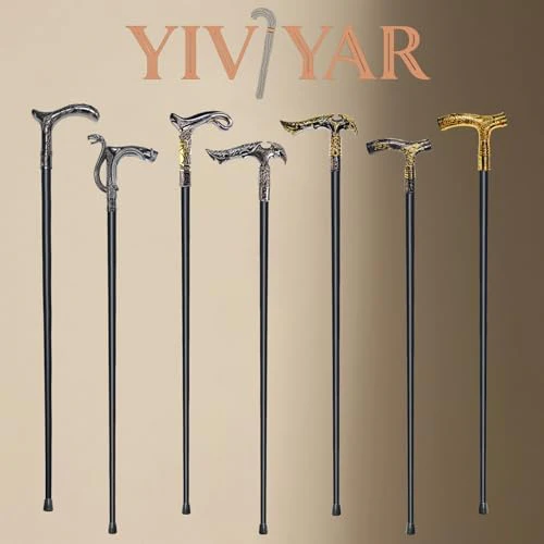 Walking Cane for Men & Women & Seniors - 36.5 Inch Heavy Duty 500+ lbs Capacity, Ergonomic Handle, Ornate & Decorative, Elegant Matte Black & Silver Metal Cane with Goth & Gothic Aesthetic - Image 6