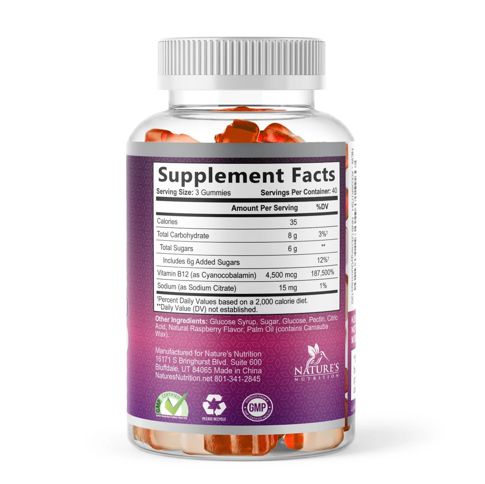 B12 Energy Gummies - 4500 mcg Per Serving Extra Strength Vitamin B12 Chewables - Dietary Supplement for Energy Metabolism & Immune Support - For Women, Men, & Kids - Natural, Berry Flavor - 120 Count - Image 2