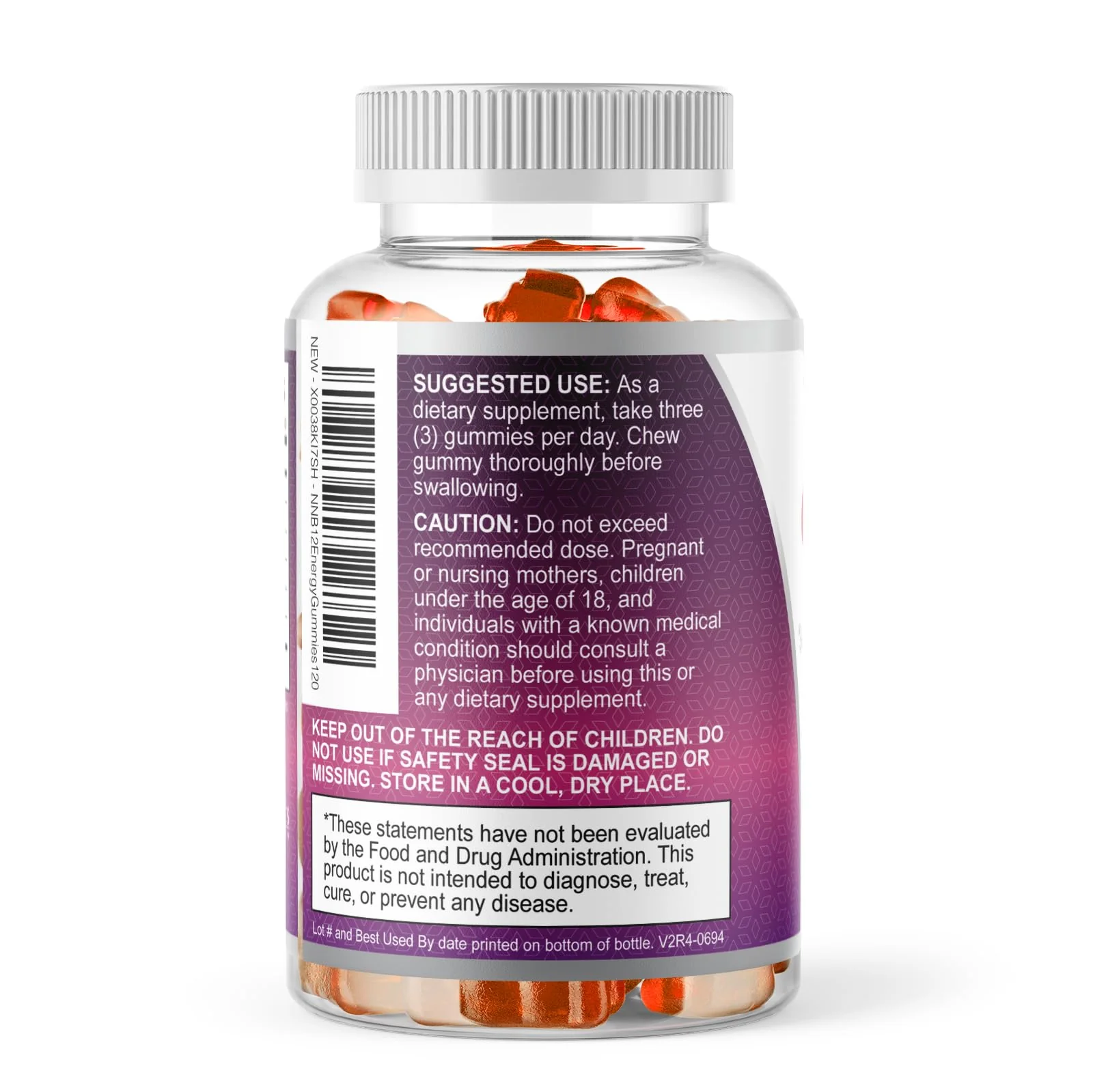 B12 Energy Gummies - 4500 mcg Per Serving Extra Strength Vitamin B12 Chewables - Dietary Supplement for Energy Metabolism & Immune Support - For Women, Men, & Kids - Natural, Berry Flavor - 120 Count - Image 3