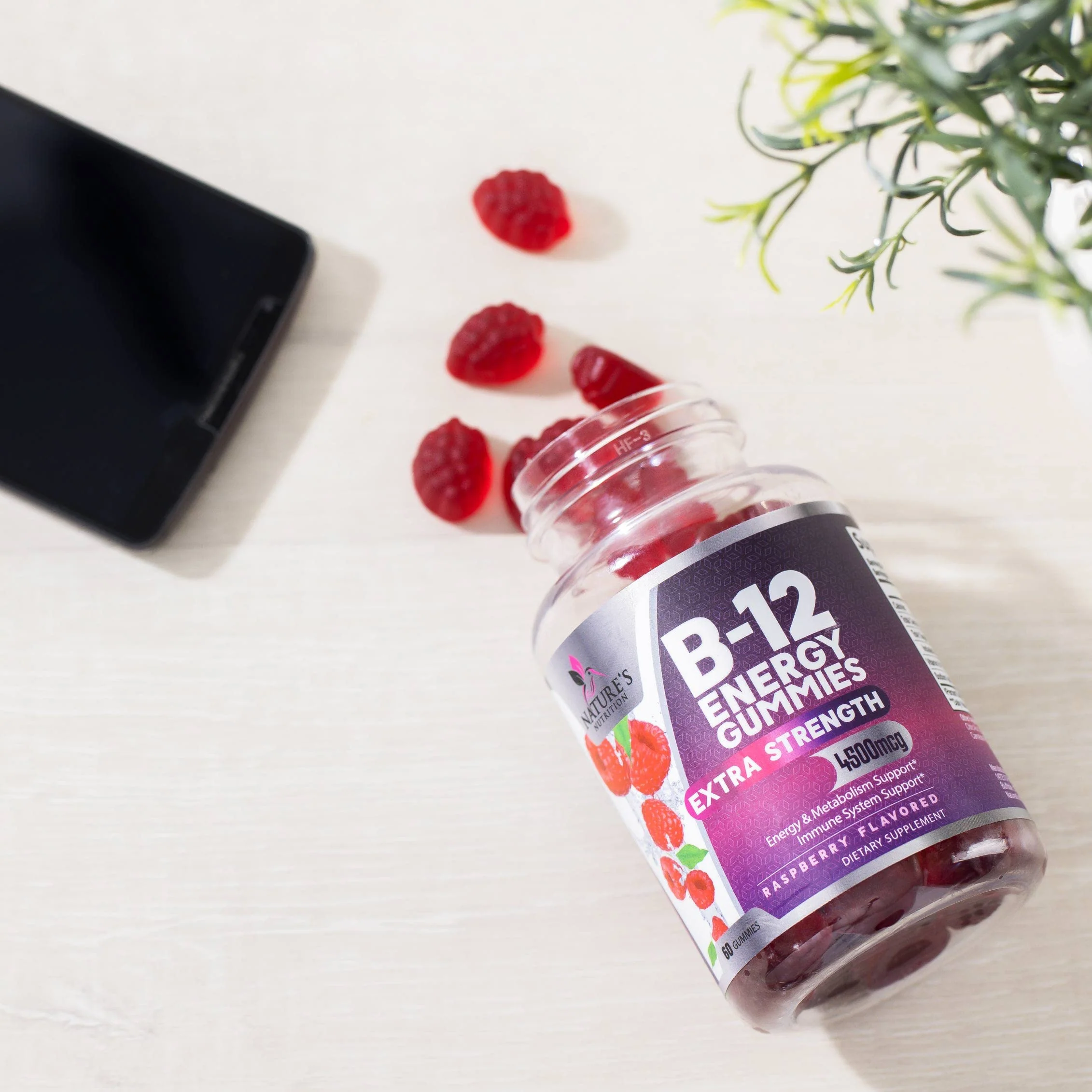 B12 Energy Gummies - 4500 mcg Per Serving Extra Strength Vitamin B12 Chewables - Dietary Supplement for Energy Metabolism & Immune Support - For Women, Men, & Kids - Natural, Berry Flavor - 120 Count - Image 4
