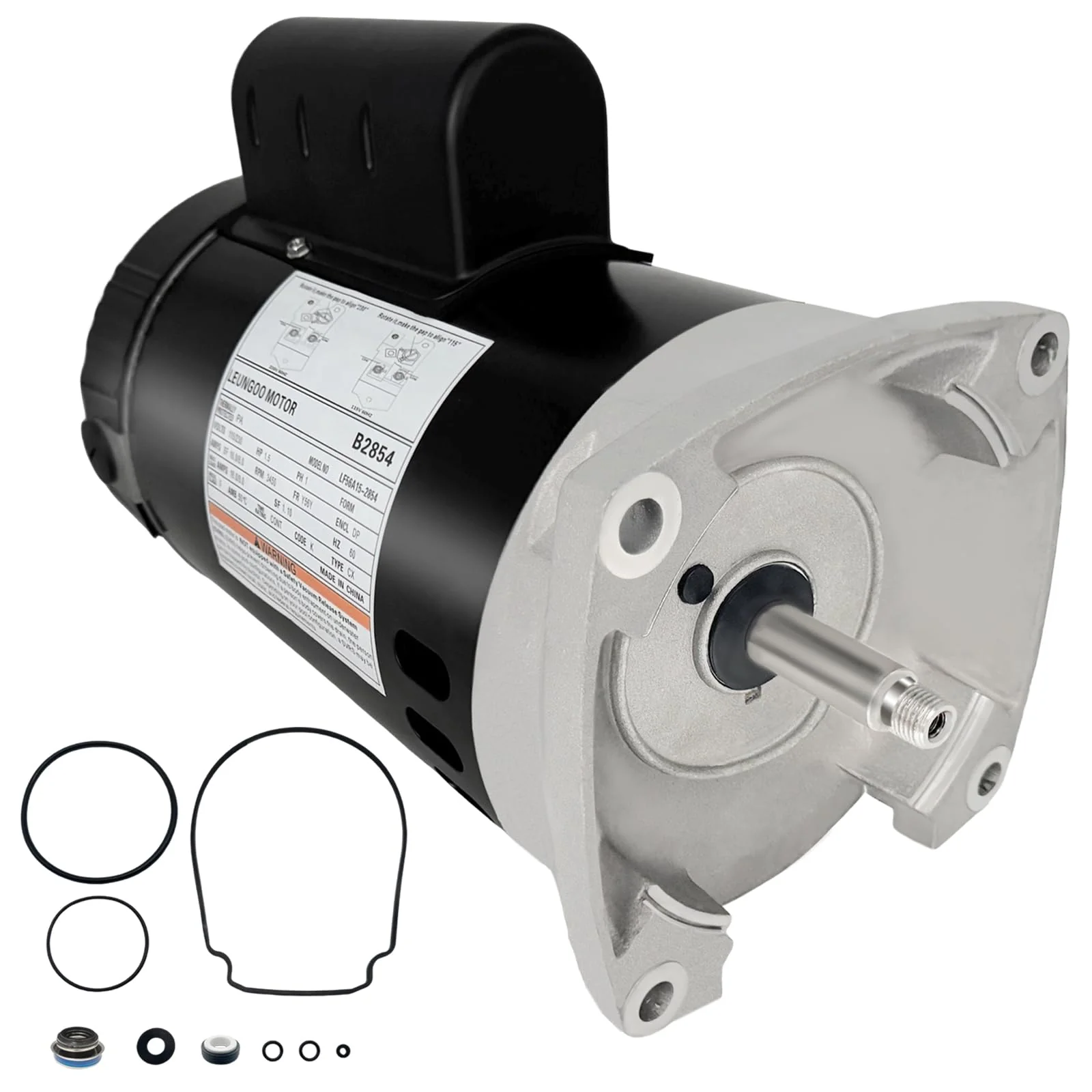 B2854 1-1/2HP, Replaces Century/AO Smith Pool Pump Motors,1.5HP,115/230V, 3450 RPM, 8.0/16.0Amps, 56Y Frame 1.1Service Factor,PSC,F56AA40A01,Include Replace Parts, Square Flange ODP Enclosure Leungoo