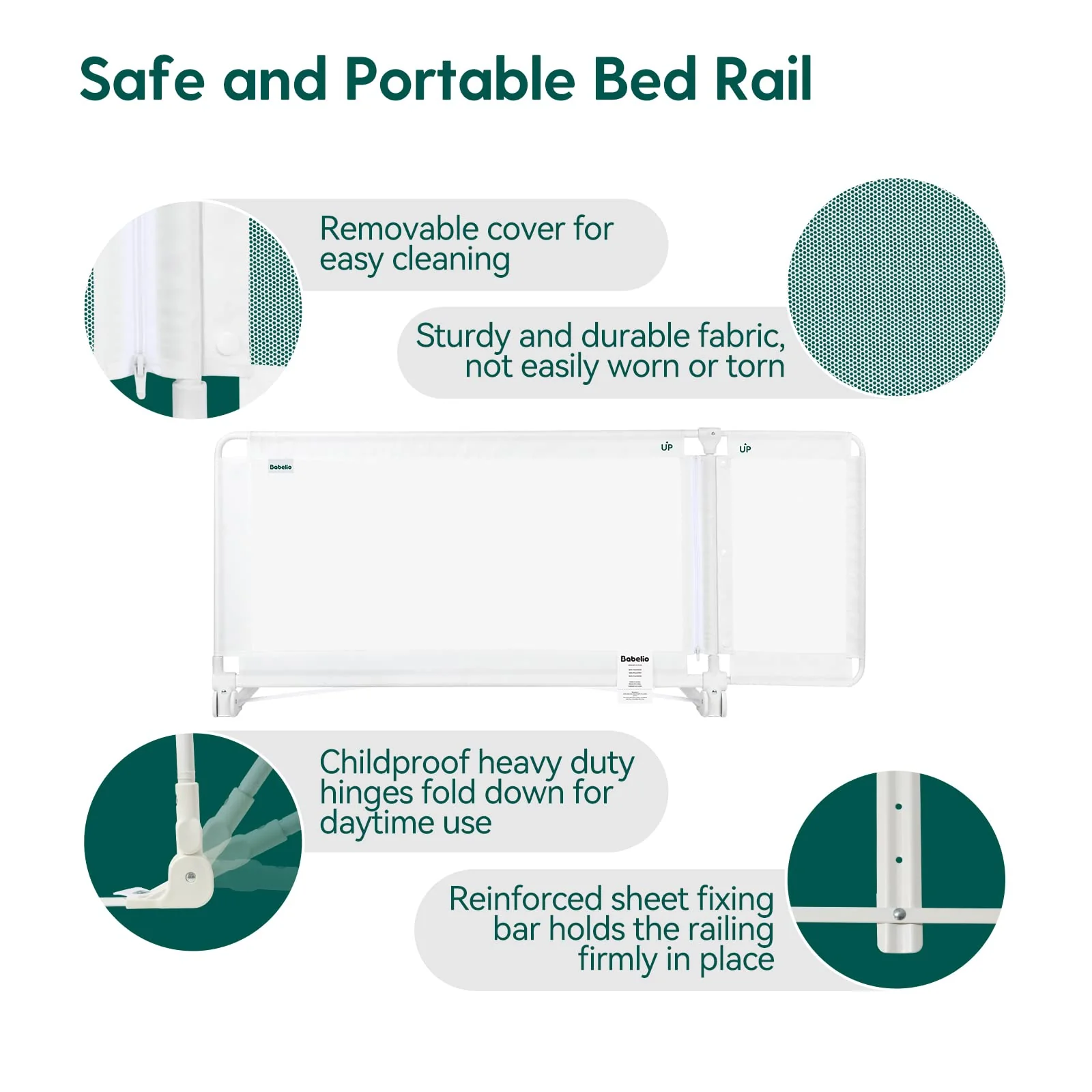 BABELIO Toddler Bed Rails, Guardian 39"-51" Extendable Guard for Toddlers, Kids & Elderly Adults, 22.5" Tall Baby Side Rails Crib Twin/Queen/Full/King Size, CPSIA Certified (Gray) - Image 4