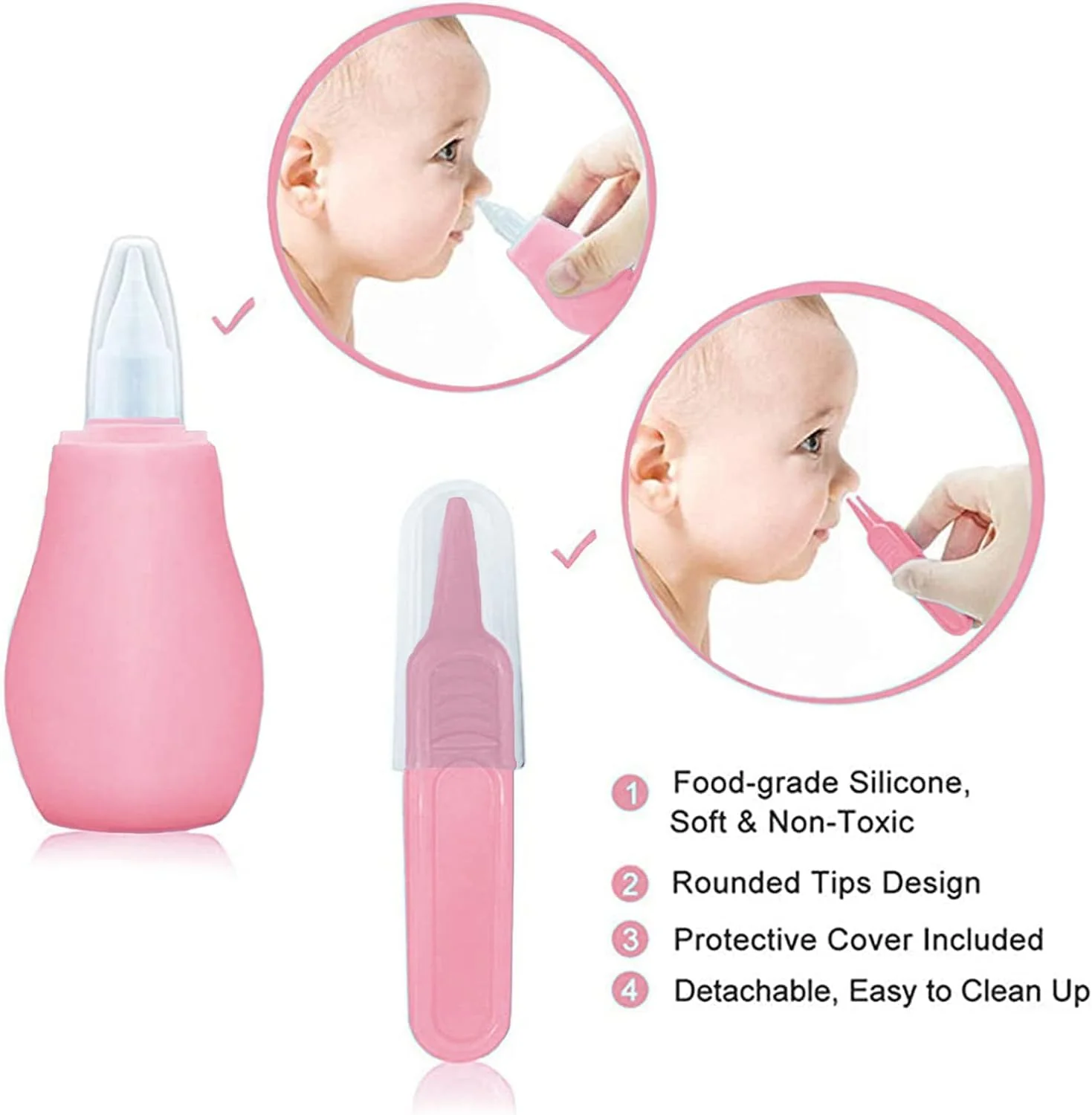 Baby Grooming Kit, Infant Safety Care Set with Hair Brush Comb Nail Clipper Nasal Aspirator,Baby Essentials Kit for Newborn Girls Boys (Pink) - Image 3