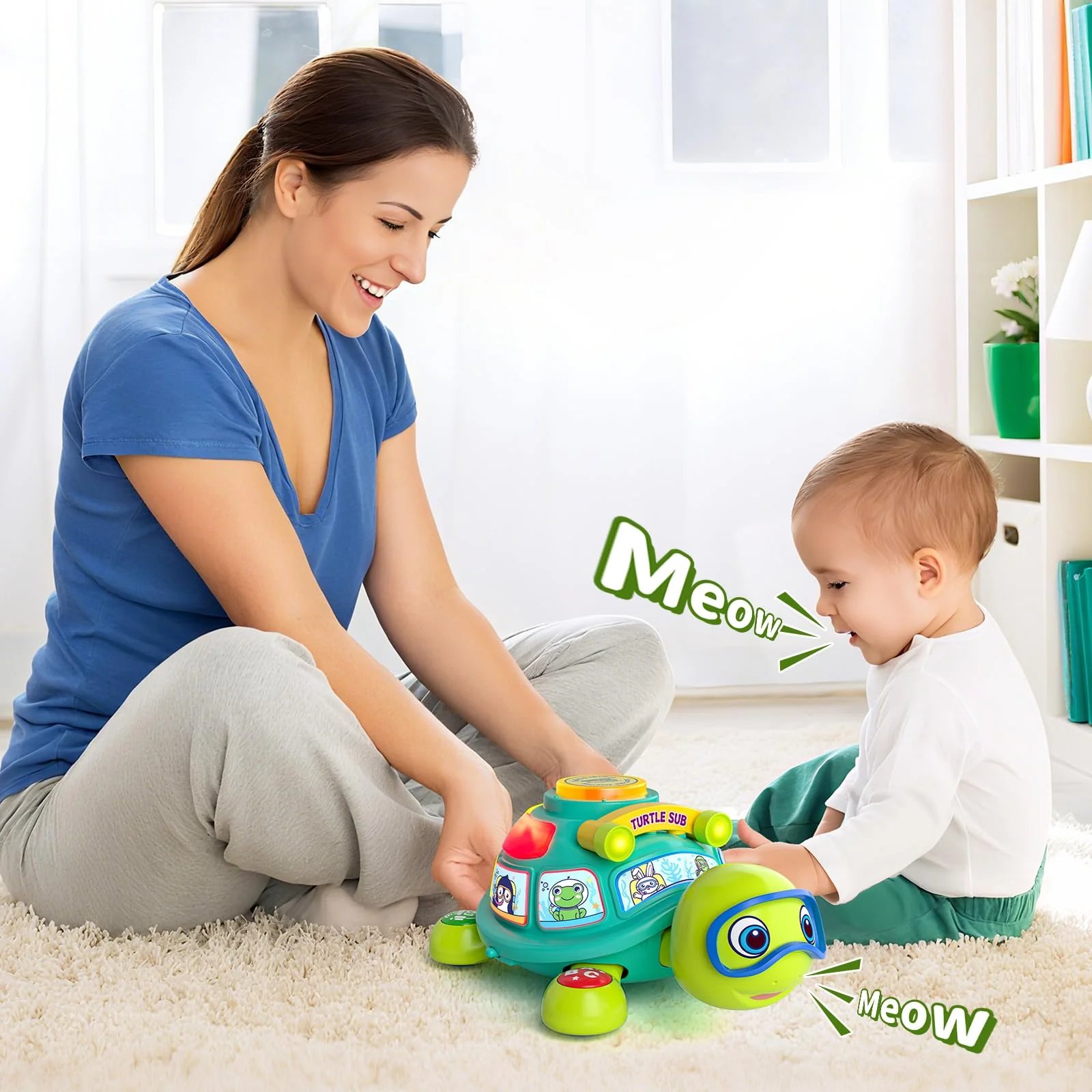 Baby Toys 6-12 Months, Musical Turtle Baby Crawling Toys 7 8 9 10 Months, Light up Infants Tummy Toy, Bilingual Educational Turtle, Gifts Present for Christmas Baby 4 5 6 12 Month - Image 3
