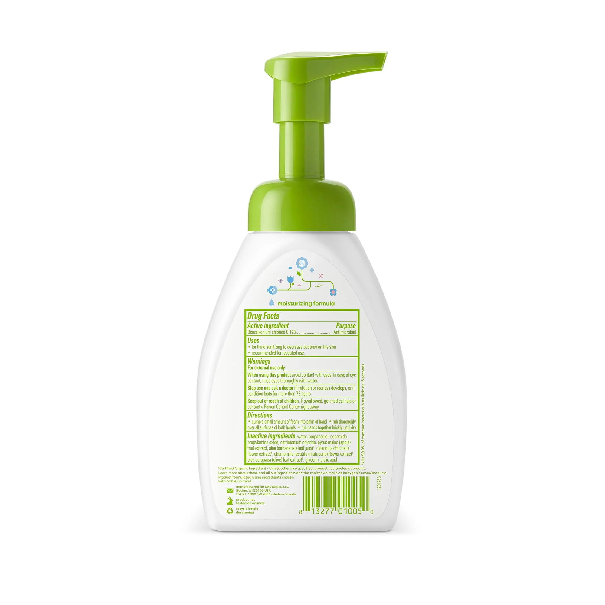 Babyganics Alcohol-Free Foaming Hand Sanitizer, Pump Bottle, Fragrance Free, 8.45 oz, 3 Pack - Image 3