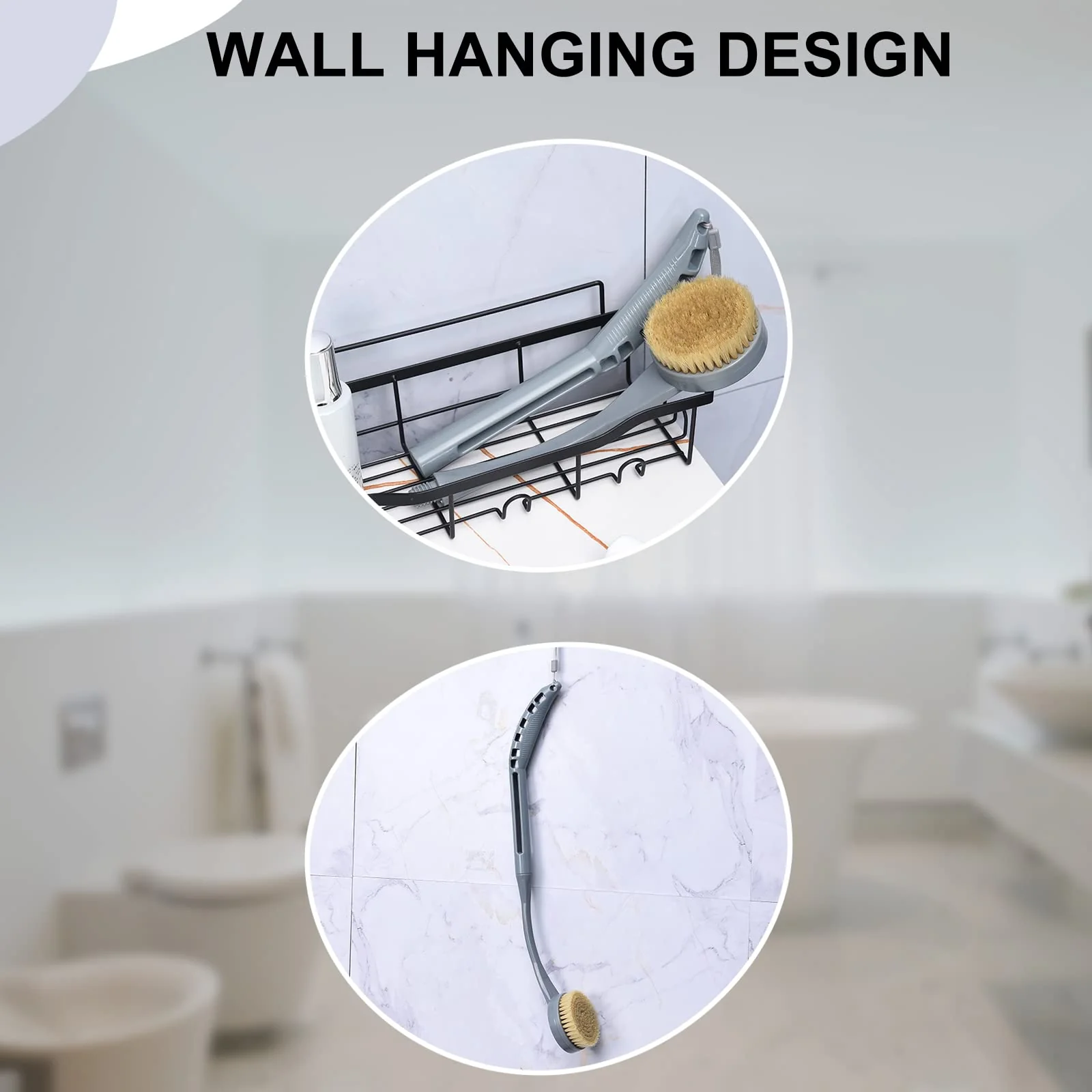 Back Brush Long Handle for Shower, 20.5” Back Bath Brush for Shower, Back Scrubber, Exfoliation and Improved Skin Health for Elderly with Limited Arm Movement, Disabled, Pregnant Women