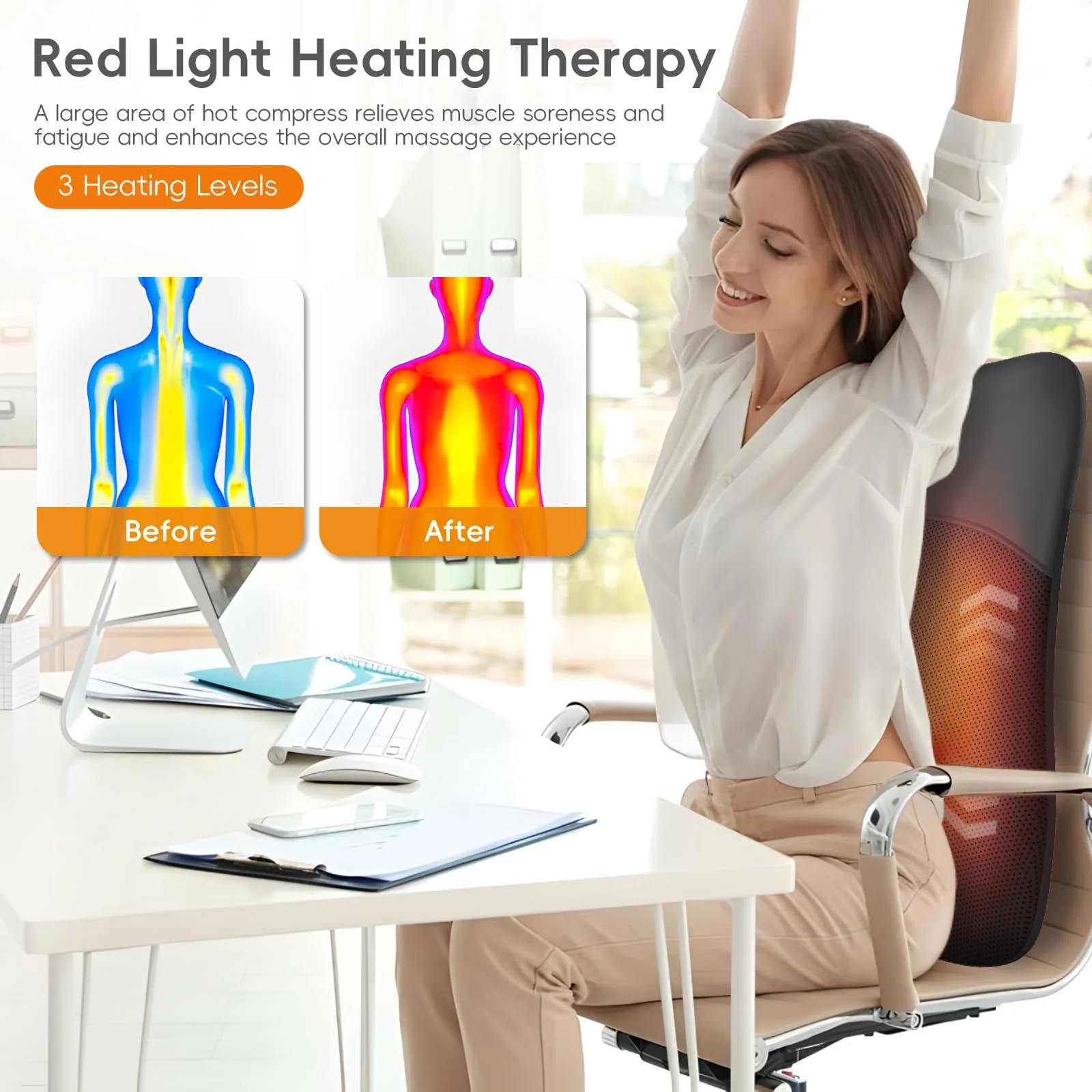 Back Massager, Rolling Up and Down Back Massager with Heat, Back Massage 4D Kneading for Pain Relief Deep Tissue, Ultrathin Shoulder Massager Gift for Women Men Parents Christmas - Image 6