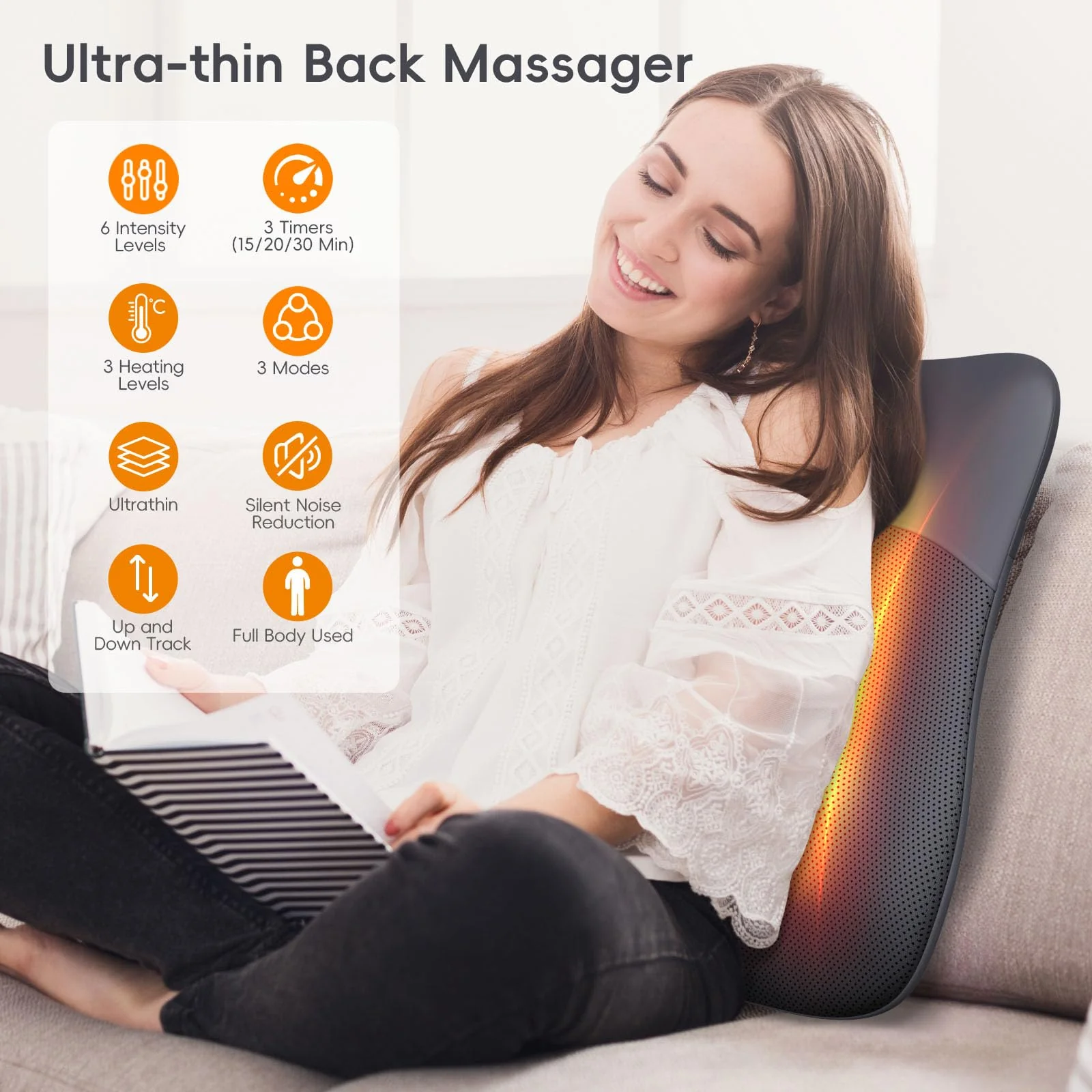 Back Massager, Rolling Up and Down Back Massager with Heat, Back Massage 4D Kneading for Pain Relief Deep Tissue, Ultrathin Shoulder Massager Gift for Women Men Parents Christmas - Image 9