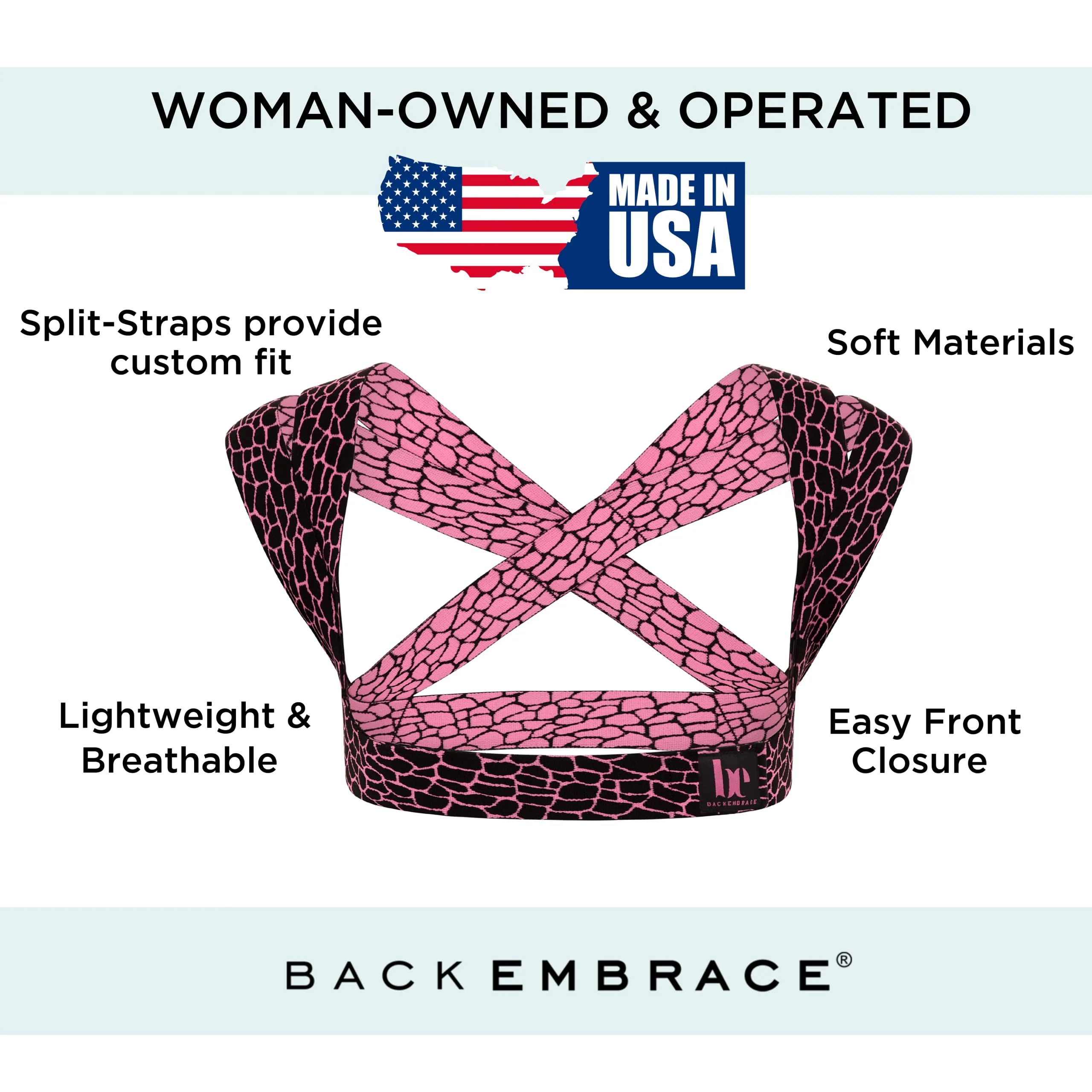BackEmbrace Posture Corrector for Women and Men - Made in USA - Slim and Adjustable Shoulder Brace - Back Brace for Back Pain Relief - Pink Pebble XL - Image 4
