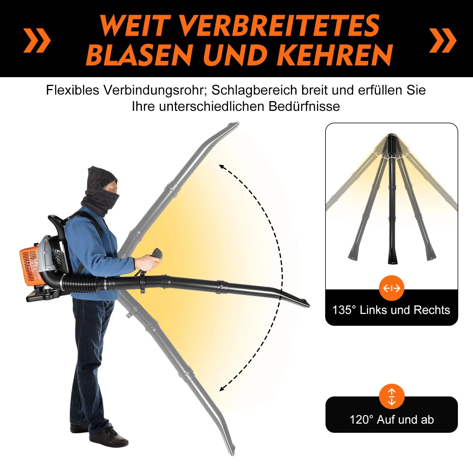 Backpack Leaf Blower 63CC 2 Stroke Backpack Gas Powered Leaf Blower with 1.8L Fuel Tank, Grass Lawn Blower Air Cooling Gasoline Grass Blower for Leaf, Sand, Gravel, Snow, Yard and Driveway - Image 7