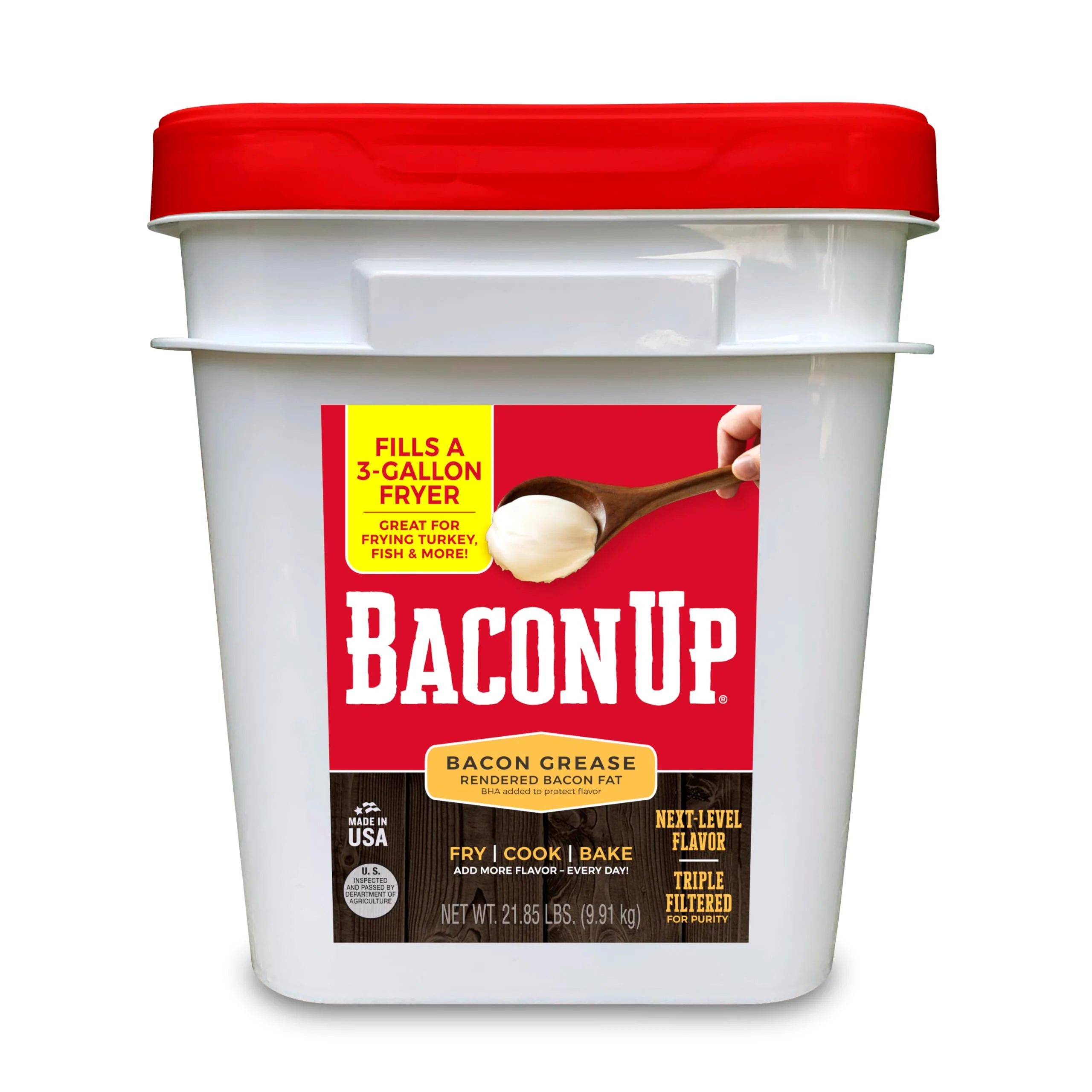 Bacon UpⓇ Bacon Grease for Cooking - 21.85lb Tub of Authentic Cooking Fat, Turkey Frying and Baking