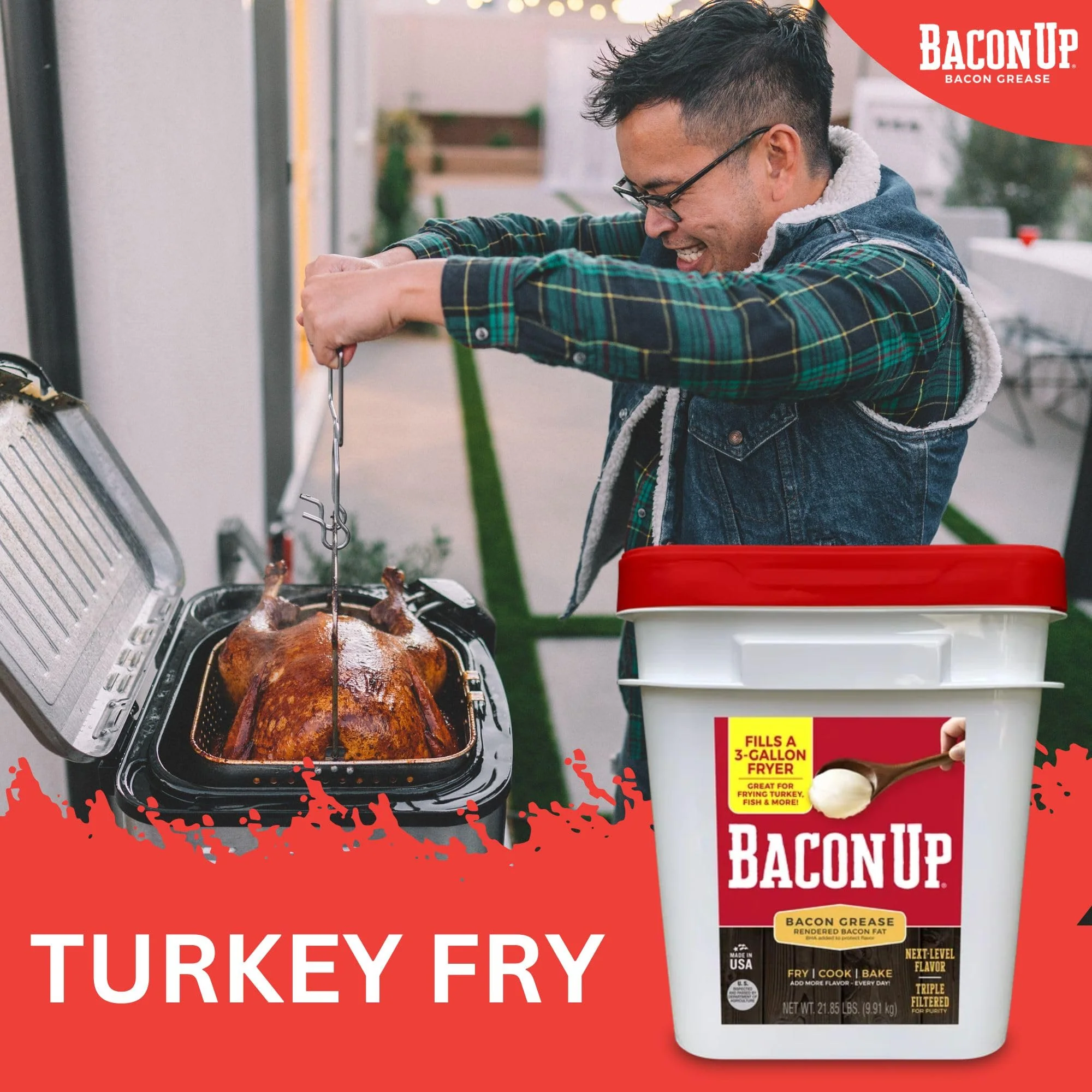Bacon UpⓇ Bacon Grease for Cooking - 21.85lb Tub of Authentic Cooking Fat, Turkey Frying and Baking - Image 4