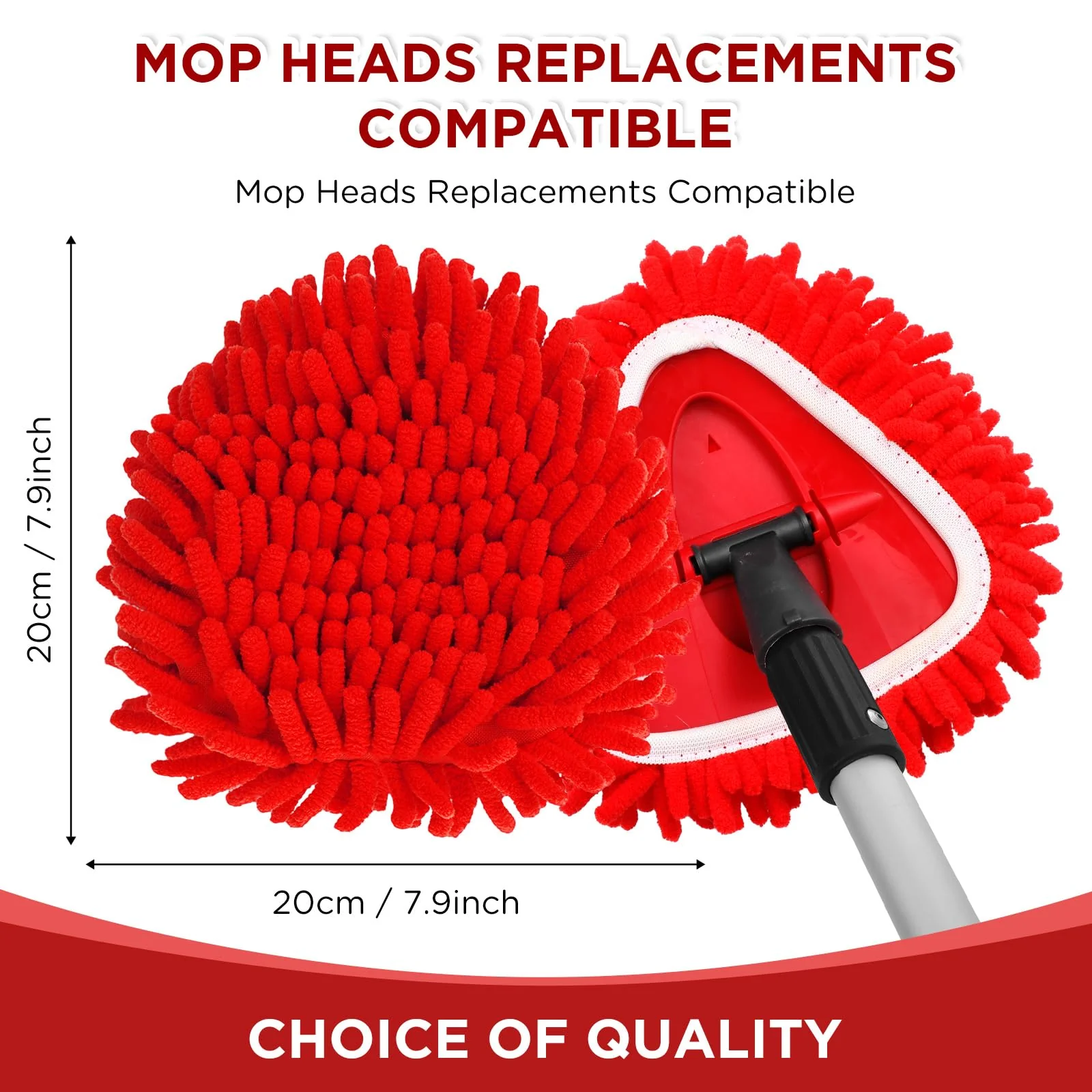 Baderke 6 Pack Chenille Mop Heads Replacements Compatible with 1 Tank System Chenille Duster Replacement Heads Microfiber Spin Mop Refill Pads Reusable Dust Refills for Floor Cleaning (Red) - Image 6