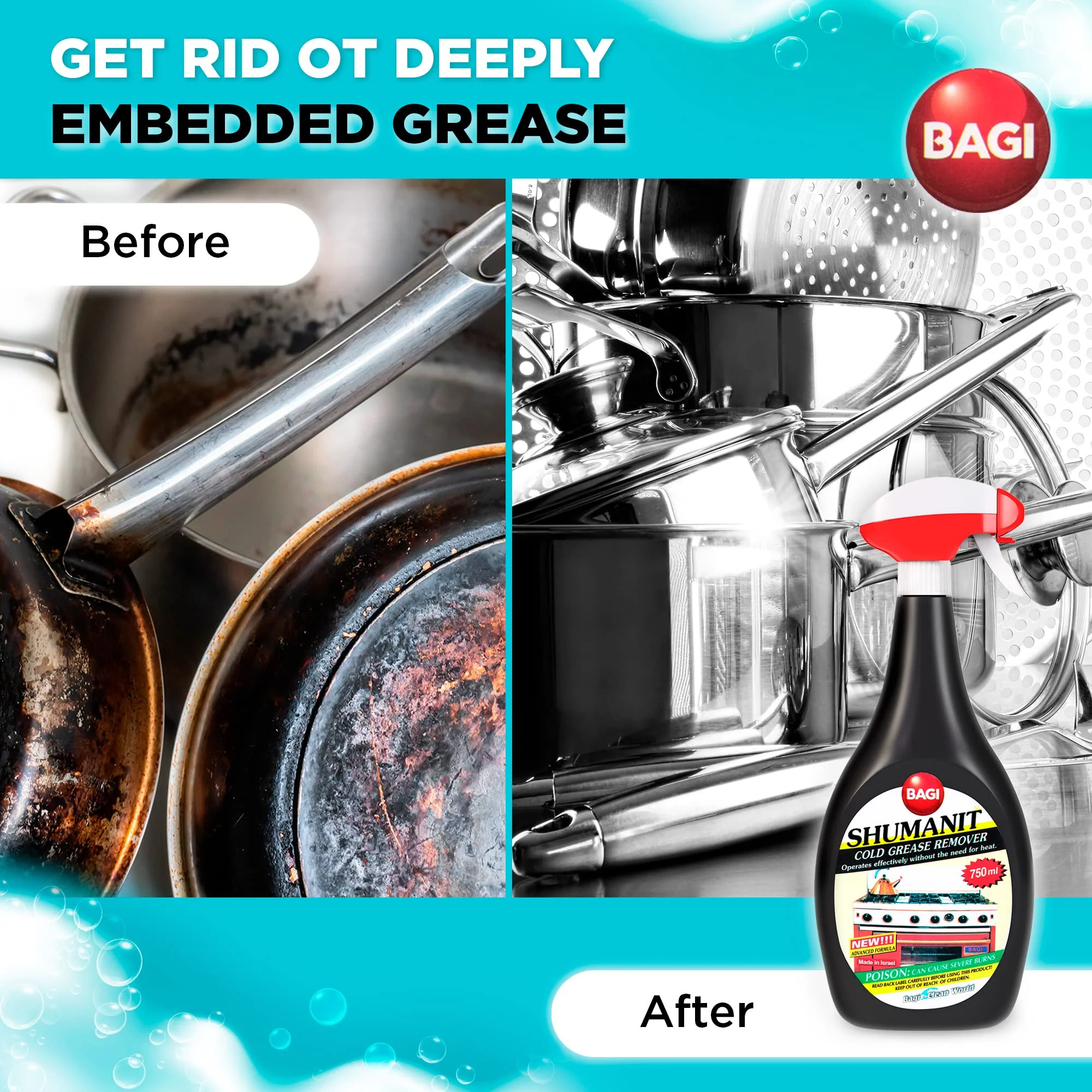 BAGI SHUMANIT - Cold Grease Remover. Spray for The immediate Removal of Stubborn and Burnt fats/Grease - Image 5