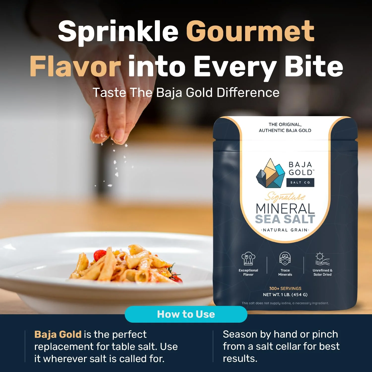 Baja Gold Signature Mineral Sea Salt - Recommended by Gary Brecka - Organic Natural Grain Salt for Cooking & Baking | Authentic Baja Salt | Ideal for All Culinary Creations | 1 lb. Resealable Bag, 300+ Servings - Image 6