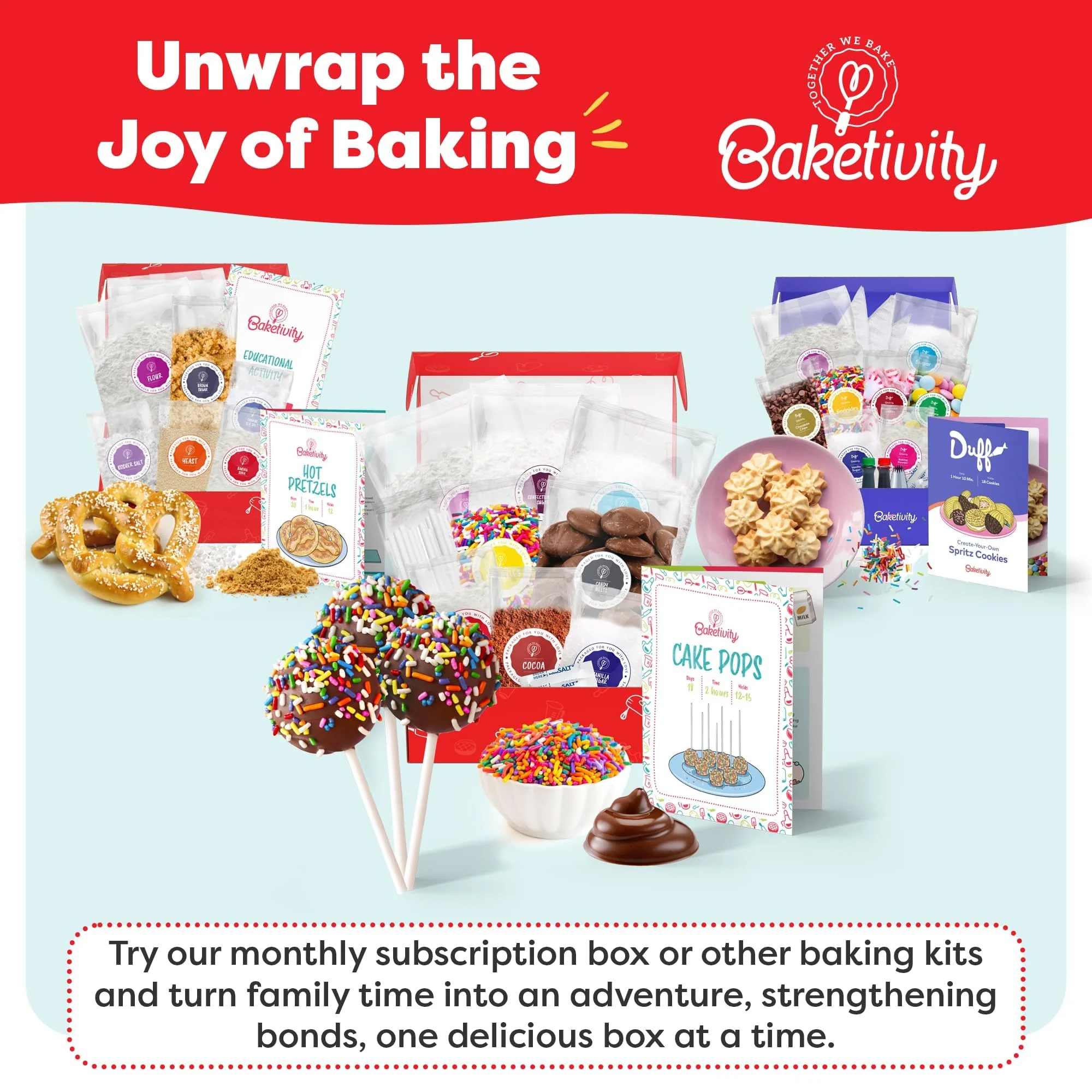 Baketivity DIY Cake Pop Baking Kit for Kids - Premeasured Ingredients, Decorating Supplies - Image 2