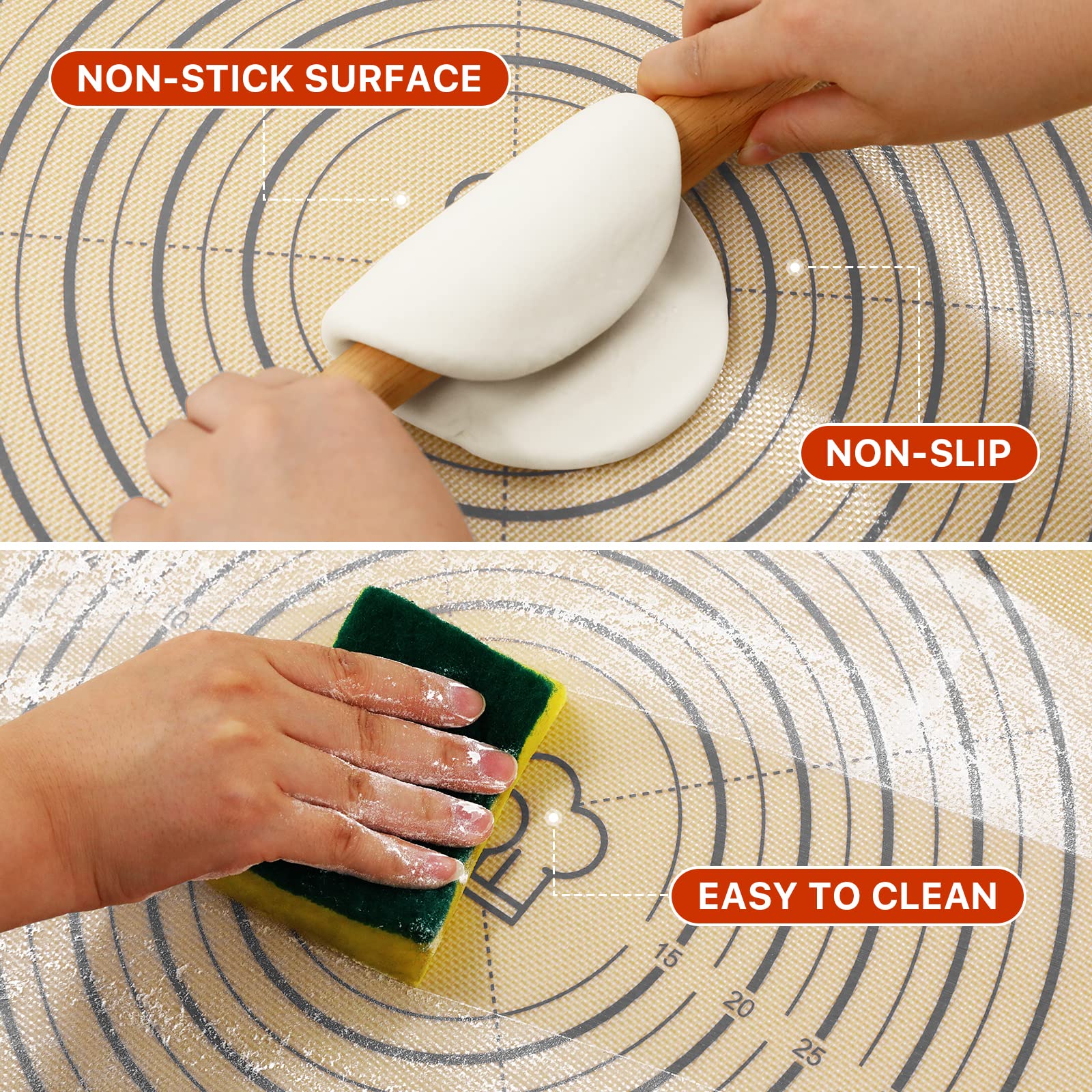 Baking Mat, 28" x 20" Large Silicone Non-slip Baking Pastry Mat with Measurement, Non Stick Silicone Mats for Kitchen Counter, Fondant Mat, Counter Mat, Dough Rolling Mat, Oven Liner, Pie Crust Mat - Image 5