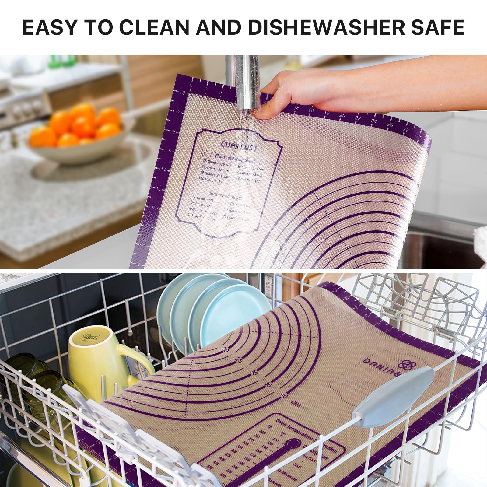Baking Mat, 28" x 20" Silicone Food Grade Extra Large Non Stick Baking Sheet Mat with Measurement Non-slip Dough Rollin Counter Mat for Making Cookies, Macarons, Bread and Pastry - Image 3