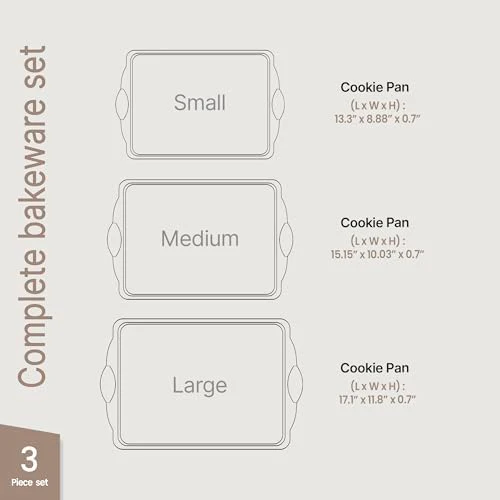 Baking Pan Set – 3 Piece Cookie Sheet – Deluxe Black Non-Stick Carbon Steel – Silicone Handles – Commercial Grade Restaurant Quality – PFOA PFOS and PTFE Free by Bakken - Image 9