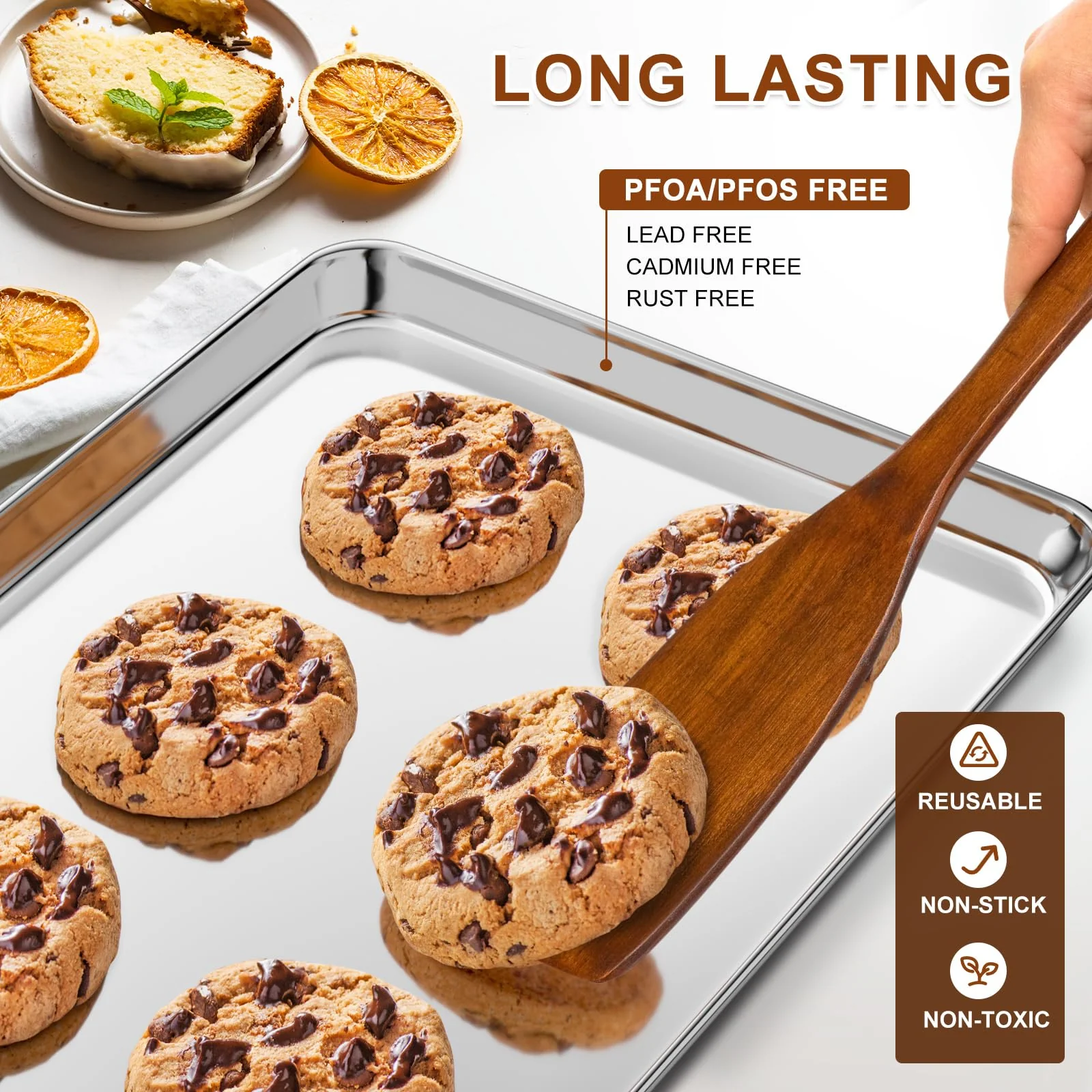 Baking Sheet Set of 3, Commercial Grade Stainless Steel Cookie Sheets for Baking, 12/16/17.5 Inch, Thicker and Firmer Baking Pans Set, Rust & Warp Resistant & Nonstick, Nontoxic&Heavy Duty&Easy Clean - Image 3