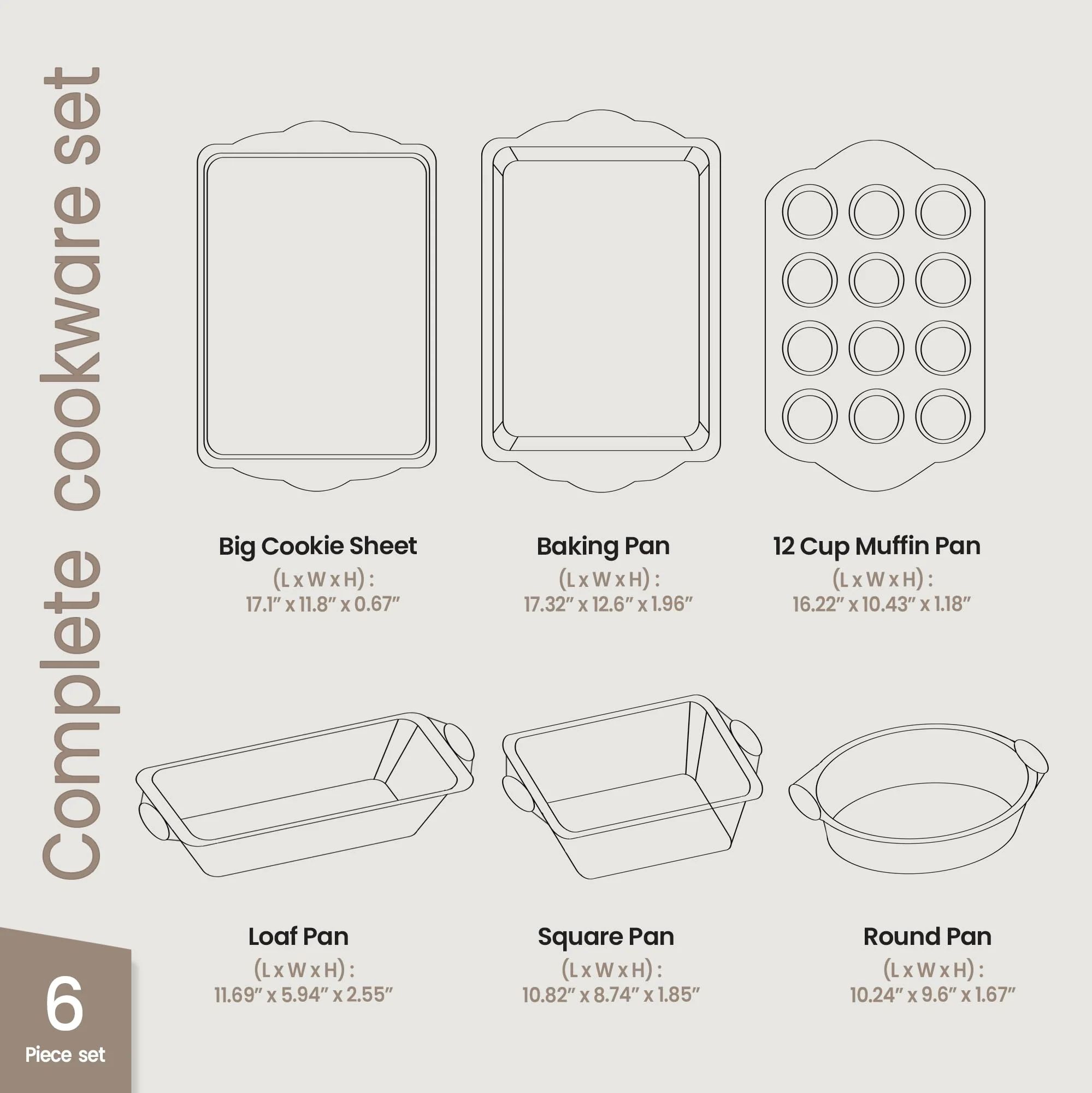 BAKKENMASTER Baking Set – 6 Piece Kitchen Oven Bakeware Set – Deluxe Non-Stick Black Coating Inside and Outside – Carbon Steel – Red Silicone Handles – PFOA PFOS and PTFE Free by Bakken - Image 7
