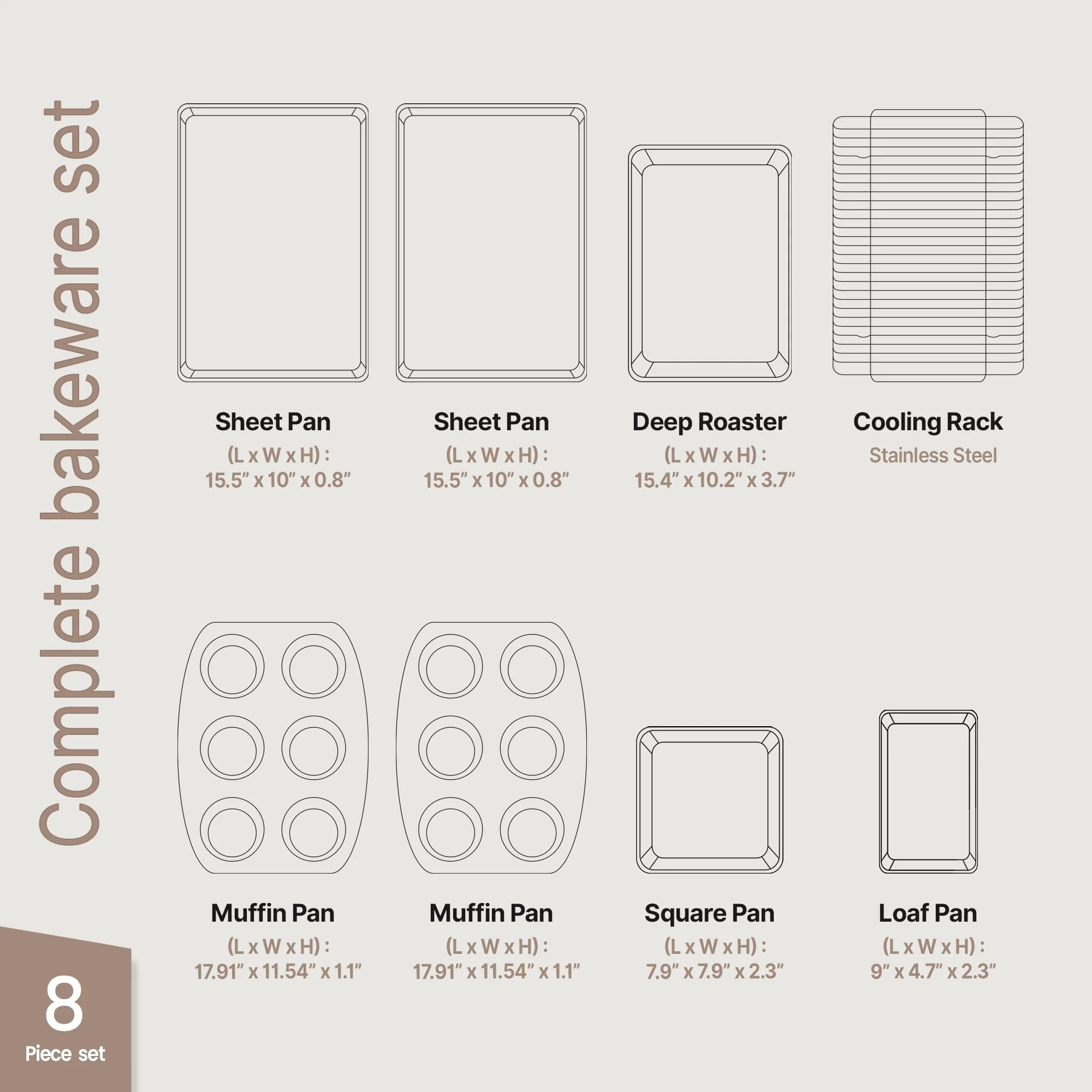 BAKKENMASTER Baking Set – 8 Piece Kitchen Oven Bakeware Set – Deluxe Non-Stick Black Coating Inside and Outside – Carbon Steel – Red Silicone Handles – PFOA PFOS and PTFE Free by Bakken - Image 7
