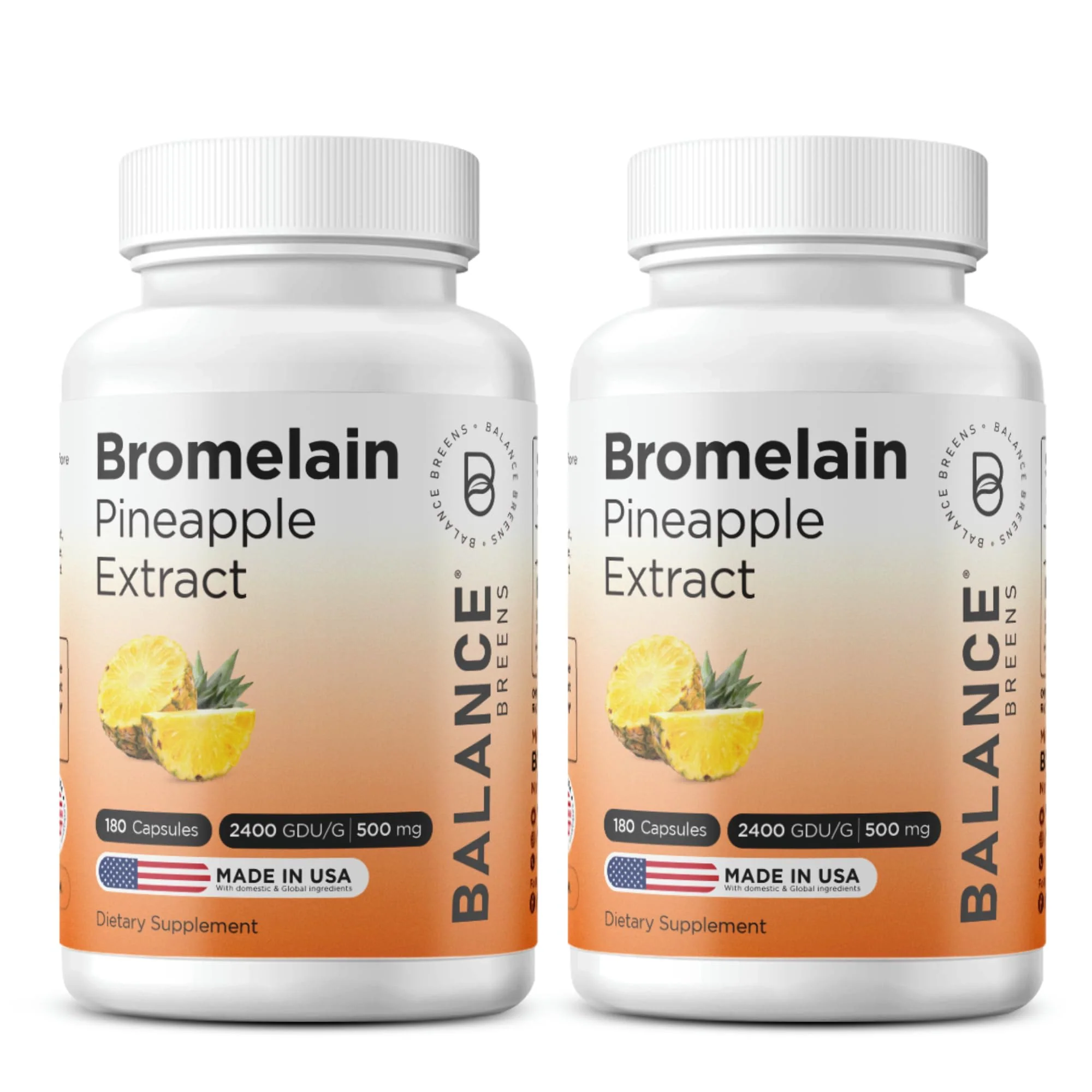 Balancebreens Bromelain 500mg Veggie Capsules – 2400 GDU Pineapple Extract Supplement for Joint Support, Natural Swelling Support, and Healthy Digestion – 180 Capsules Made in USA