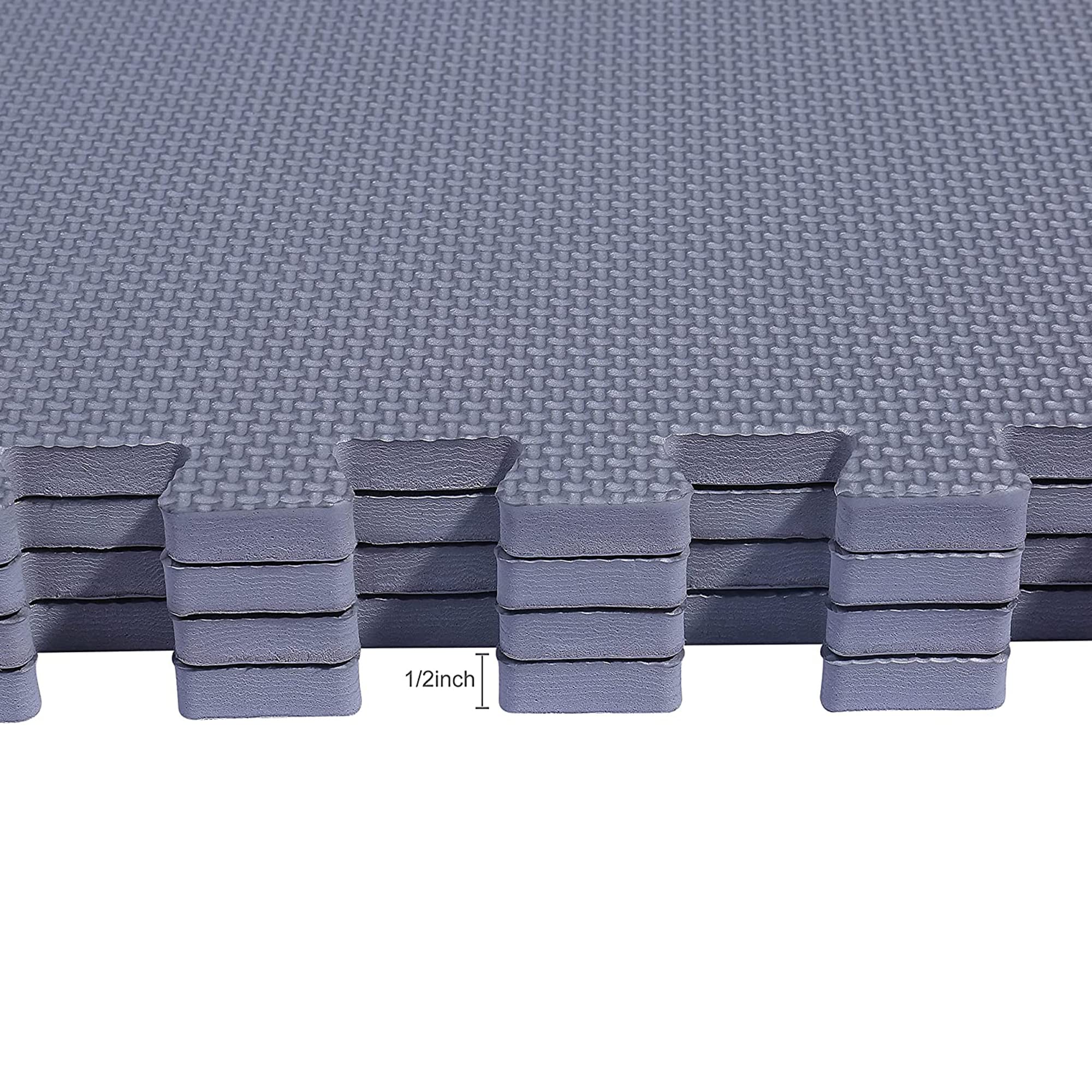 BalanceFrom Puzzle Exercise Mat 1/2' Thick, EVA Interlocking Foam Floor Tiles for Home Gym, Mat for Home Workout Equipment, Floor Padding for Kids, Gray, 24 in x 24 in x 1/2 in, 48 Sq Ft - 12 Tiles - Image 2