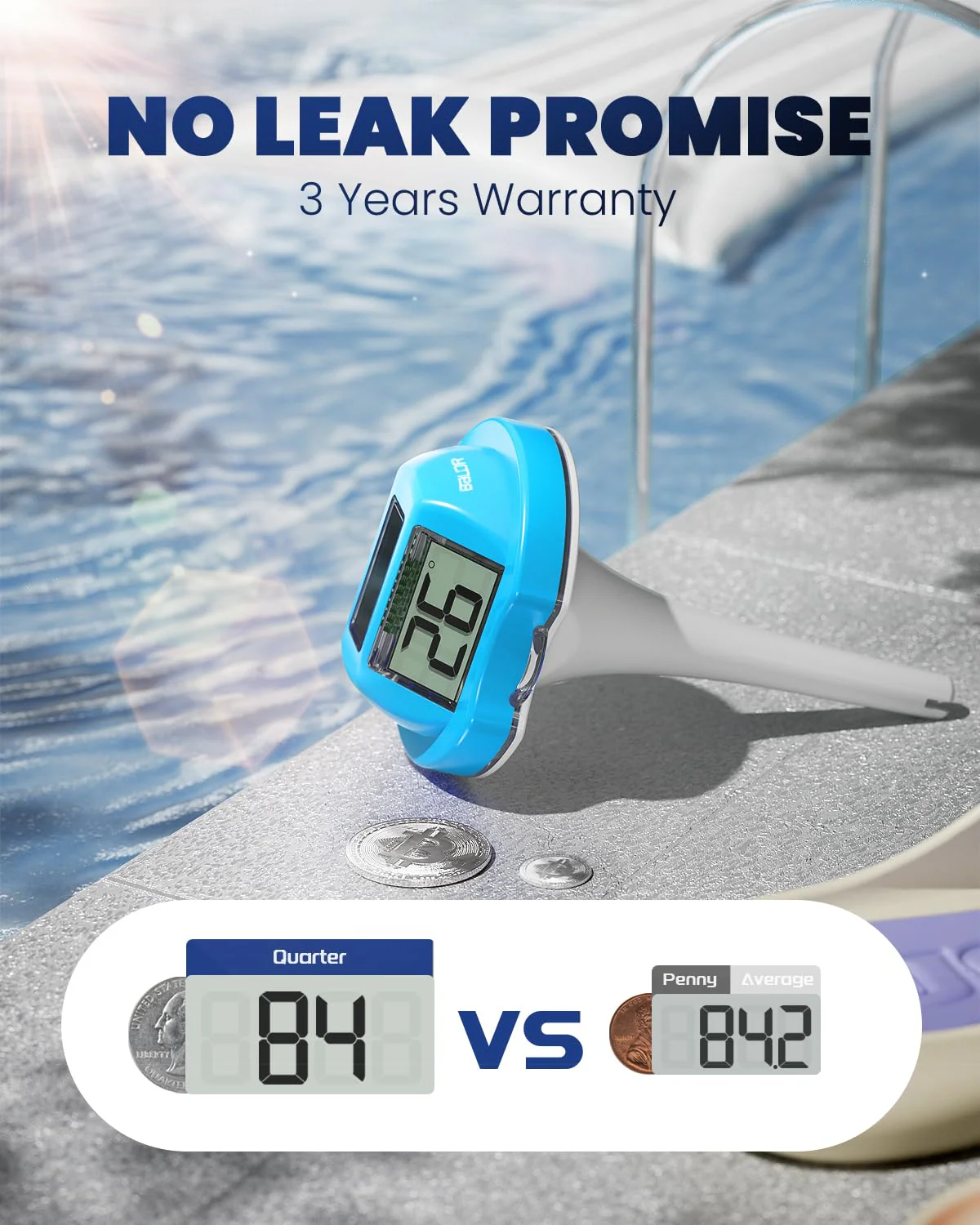 BALDR Pool Thermometer Floating Easy Read, Solar Digital Pool Thermometer with Dual Large Screens, IPX7 Water Temperature Gauge for Inground Above Ground Pools & Spas (Light Blue) - Image 7