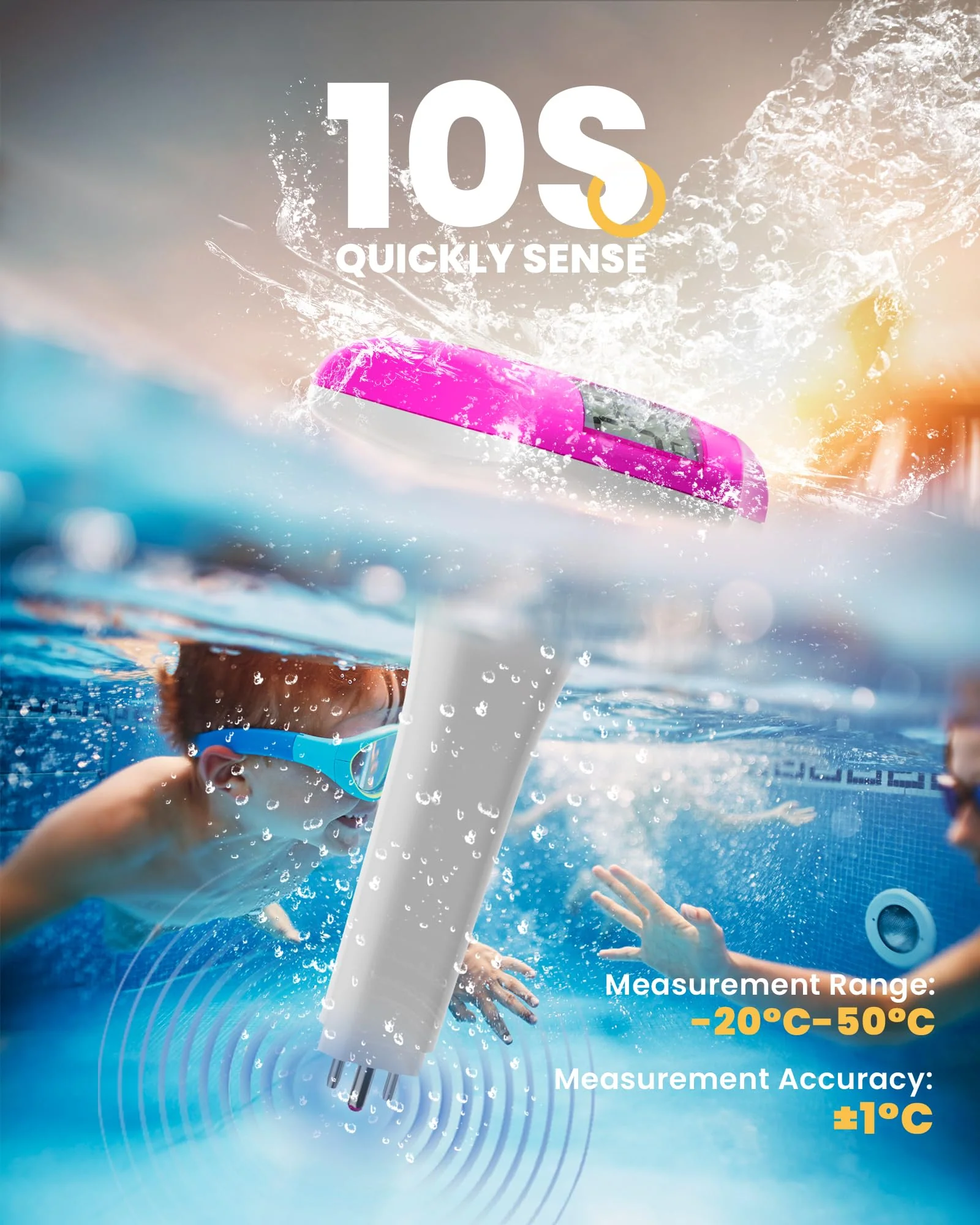 BALDR Pool Thermometer Floating Easy Read, Solar powerd with LCD Large Digital Display, IPX-8 Waterproof Swimming Pool Thermometer, Say Goodbye to Battery Replacement, Gauge for Ice Bath, Hot Tubs - Image 4