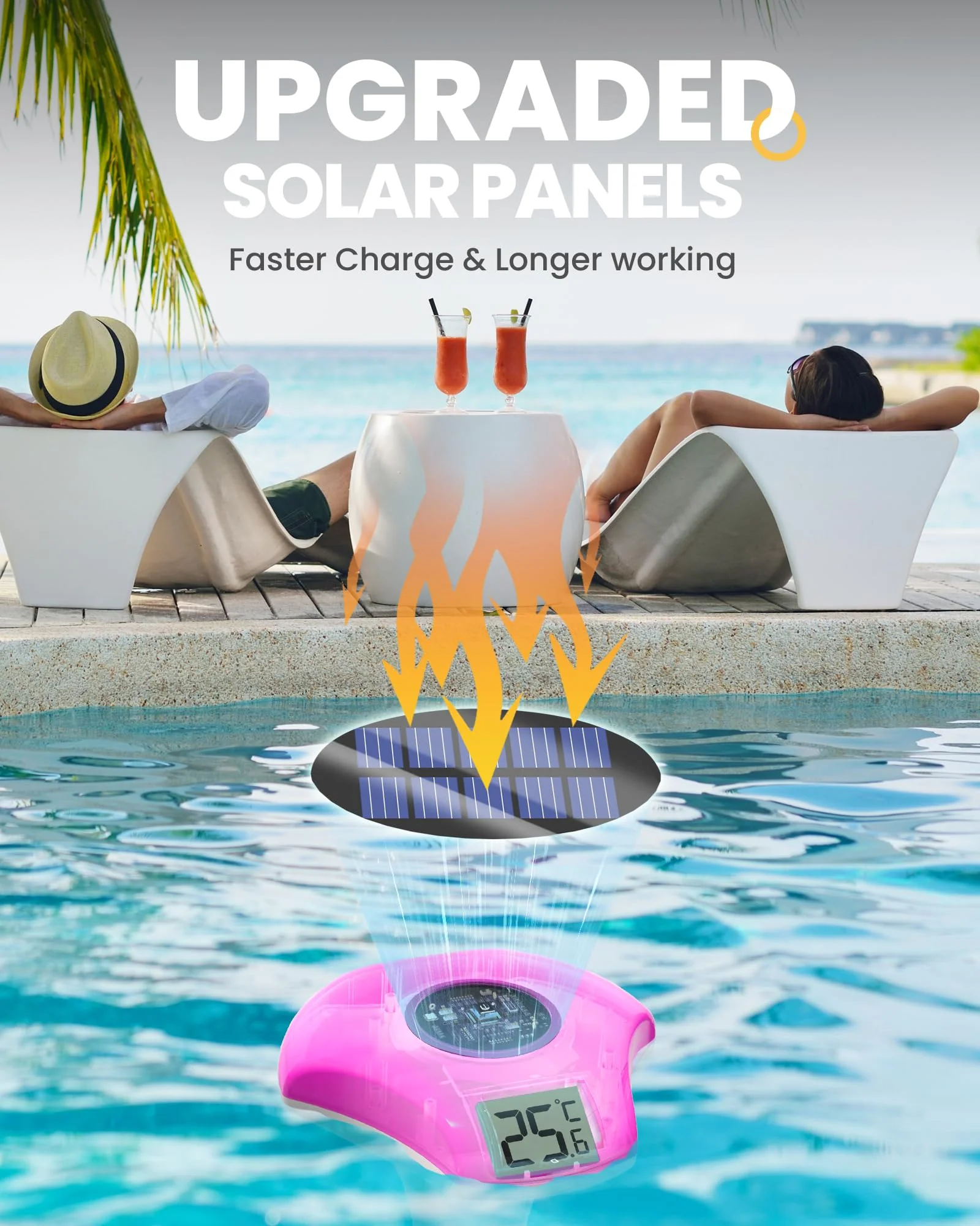 BALDR Pool Thermometer Floating Easy Read, Solar powerd with LCD Large Digital Display, IPX-8 Waterproof Swimming Pool Thermometer, Say Goodbye to Battery Replacement, Gauge for Ice Bath, Hot Tubs - Image 6