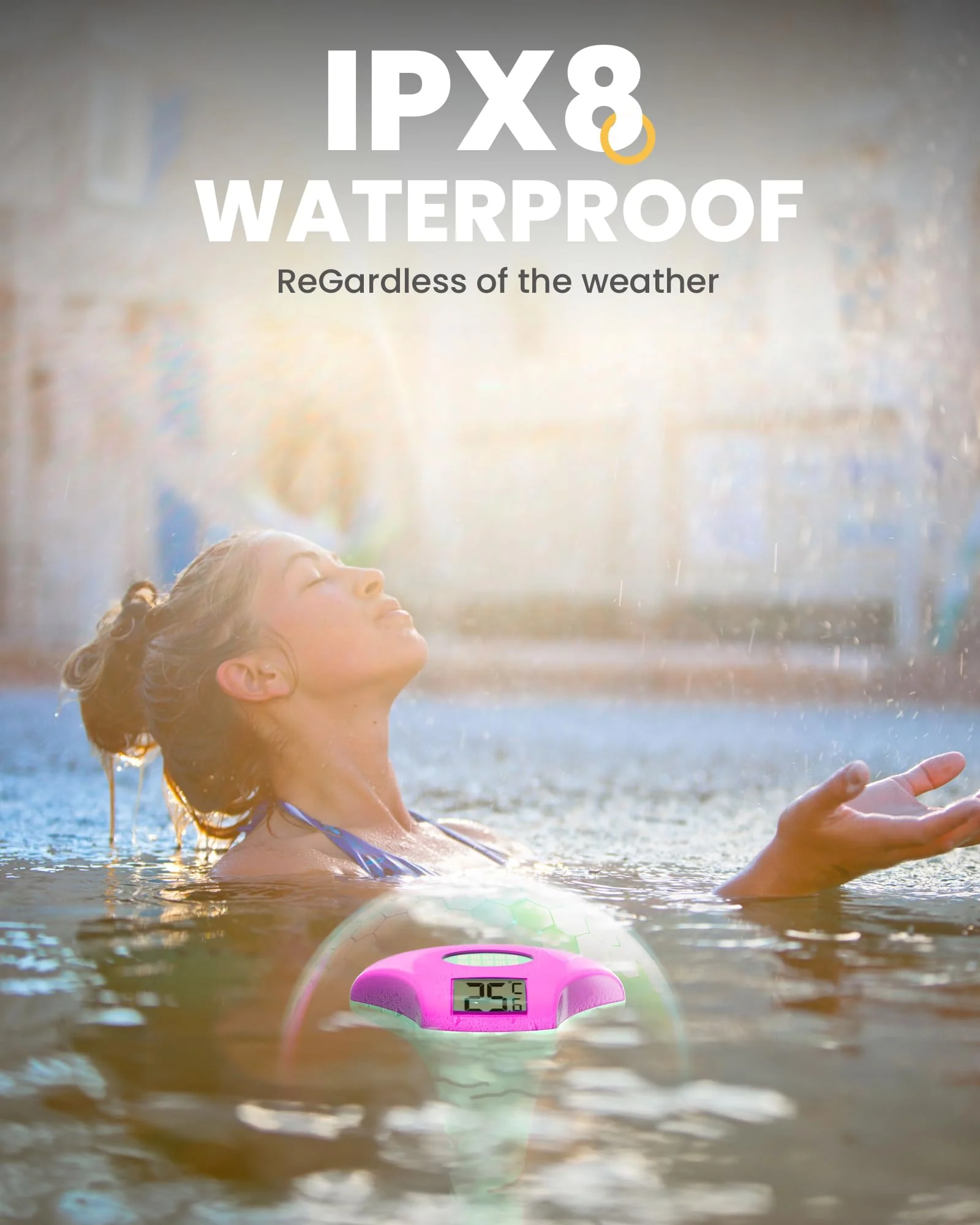 BALDR Pool Thermometer Floating Easy Read, Solar powerd with LCD Large Digital Display, IPX-8 Waterproof Swimming Pool Thermometer, Say Goodbye to Battery Replacement, Gauge for Ice Bath, Hot Tubs - Image 7