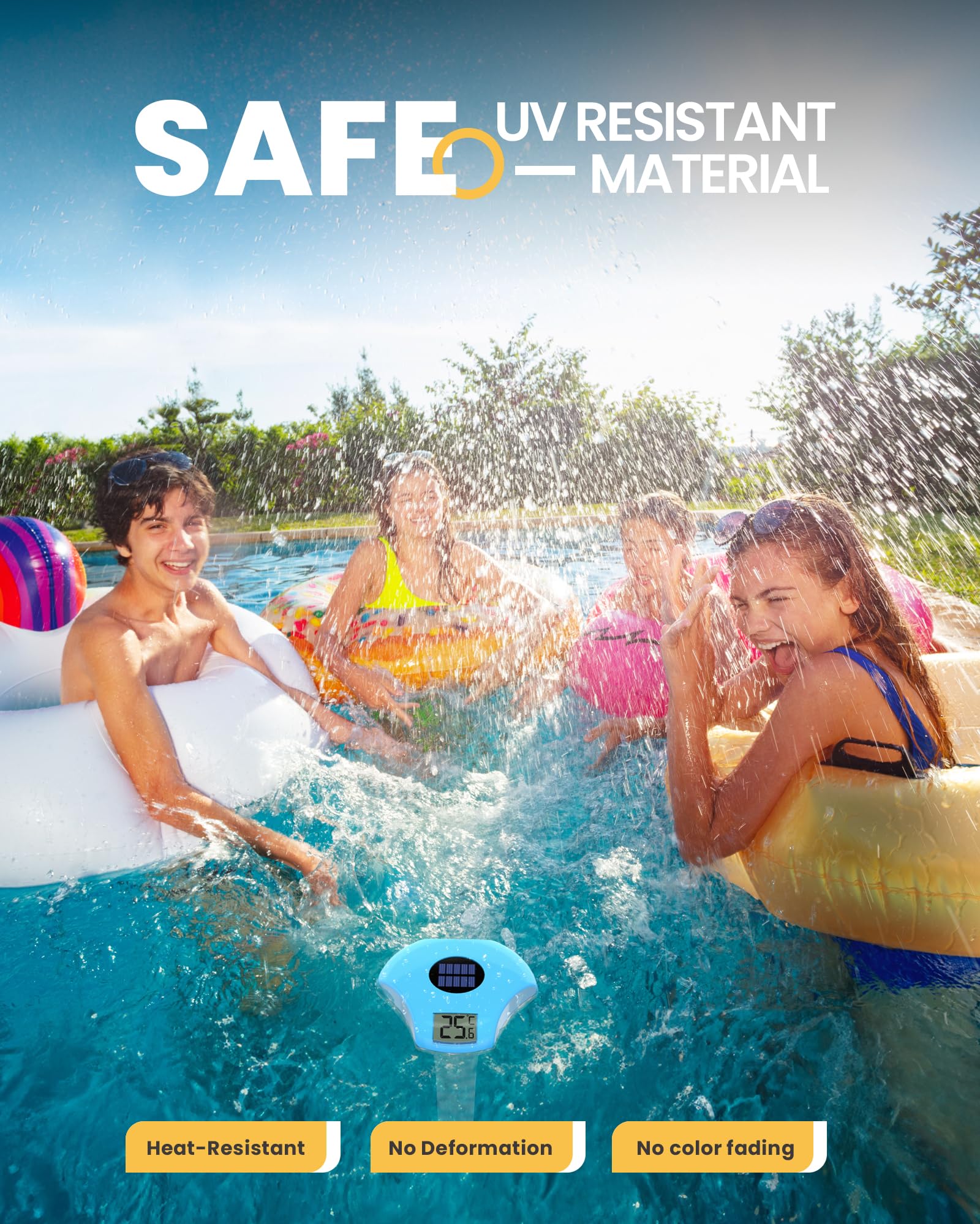 BALDR Pool Thermometer Floating Easy Read, Solar powerd with LCD Large Digital Display, IPX-8 Waterproof Swimming Pool Thermometer, Say Goodbye to Battery Replacement, Gauge for Ice Bath, Hot Tubs - Image 2