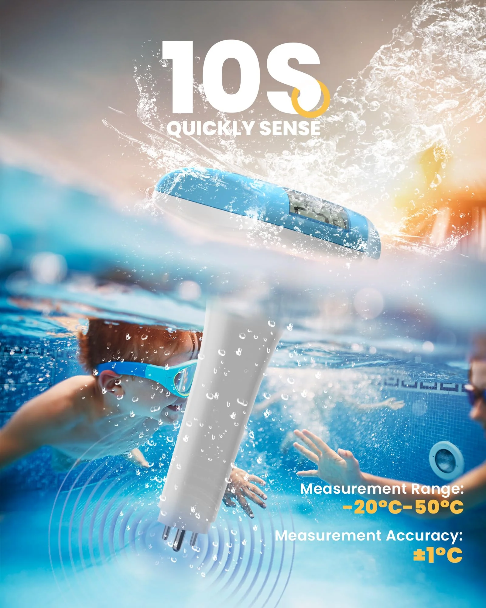 BALDR Pool Thermometer Floating Easy Read, Solar powerd with LCD Large Digital Display, IPX-8 Waterproof Swimming Pool Thermometer, Say Goodbye to Battery Replacement, Gauge for Ice Bath, Hot Tubs - Image 3