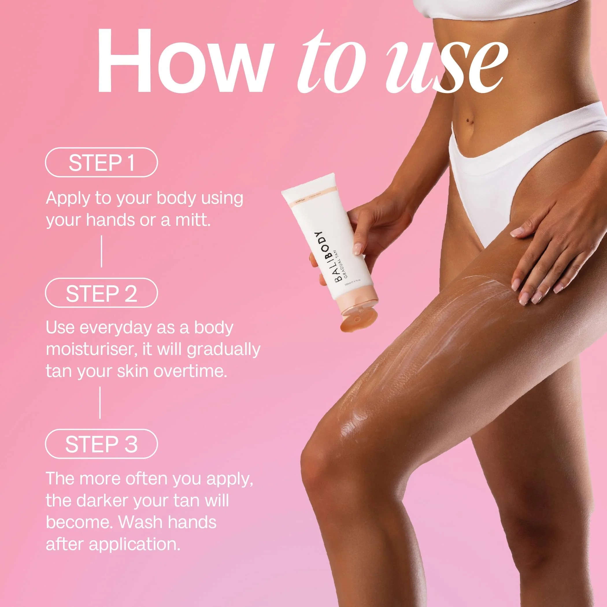 Bali Body Gradual Tan - 2-in-1 Ultra Moisturizing Body Lotion for Women with Extremely Dry Skin, Hydrating Natural Self Tanner, Non-Greasy & Streak-Free Moisturizer, Cruelty-Free (200 ml/6.7 fl oz) - Image 2