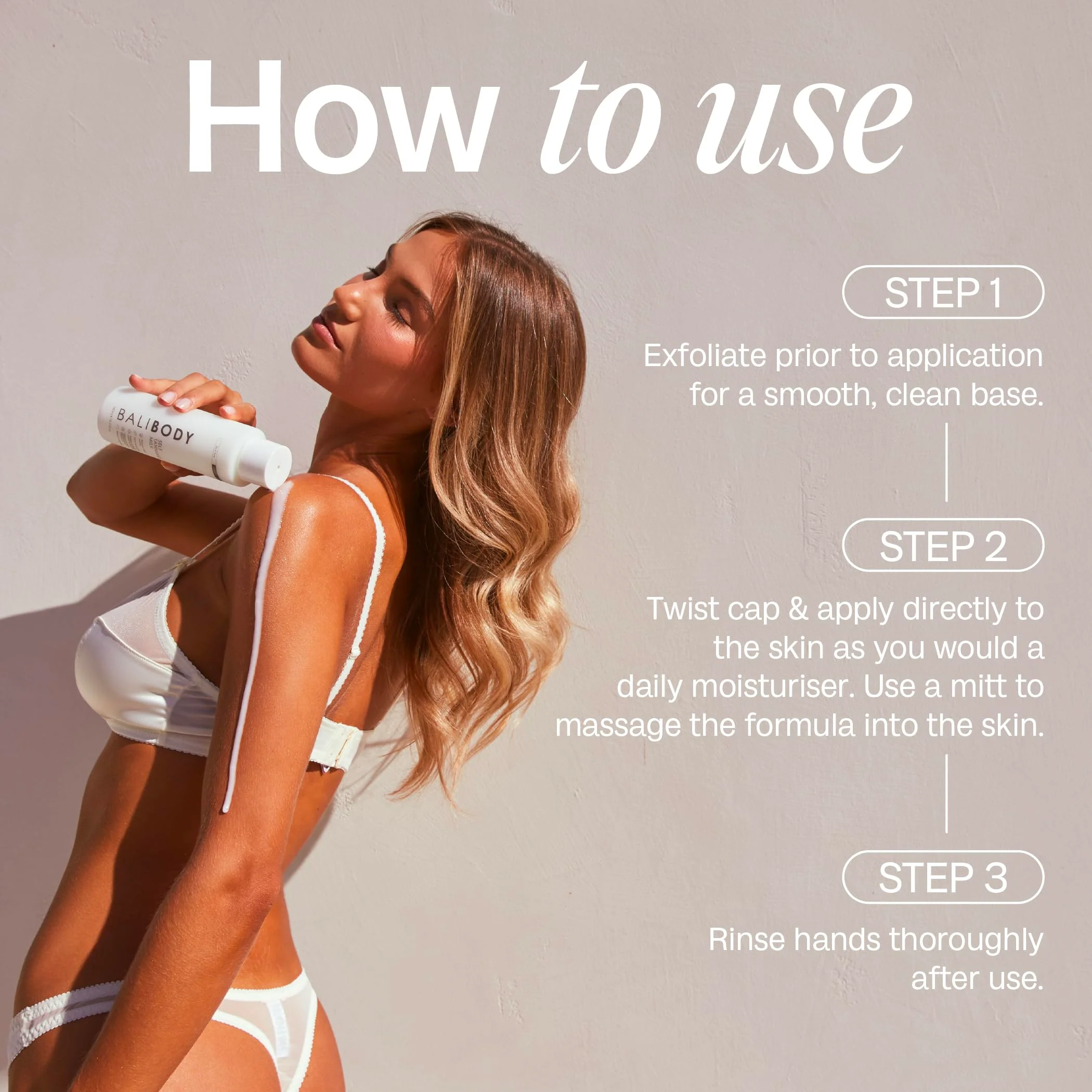 Bali Body Self Tan Milk, Buildable Long-Lasting Gradual Tanning Lotion & Vegan Self Tanner, Lightweight Hydrating Formula, Streak-Free Natural Glow, Cruelty-Free Australian Made, 240ml/8.1 fl oz - Image 2