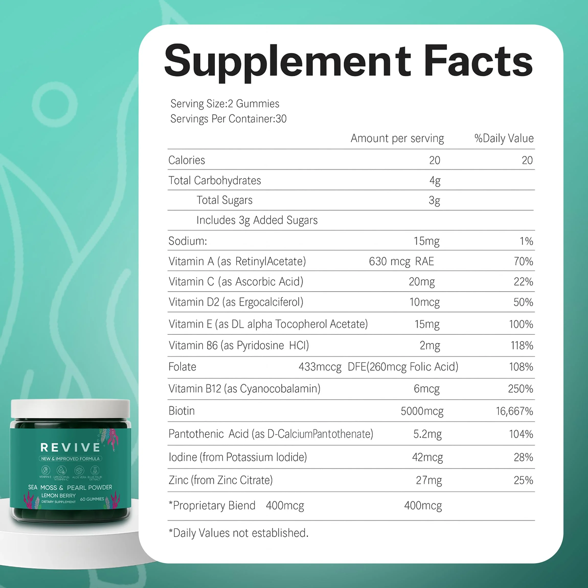 Balmbare Revive Gummies for Hair Loss - Sea Moss Gummies with Vitamin C, Vitamin E, Aloe Vera, Pearl Powder Supports Faster Hair Growth, Stronger Nails, Healthy Skin, Extra Strength - 60 Count - Image 7
