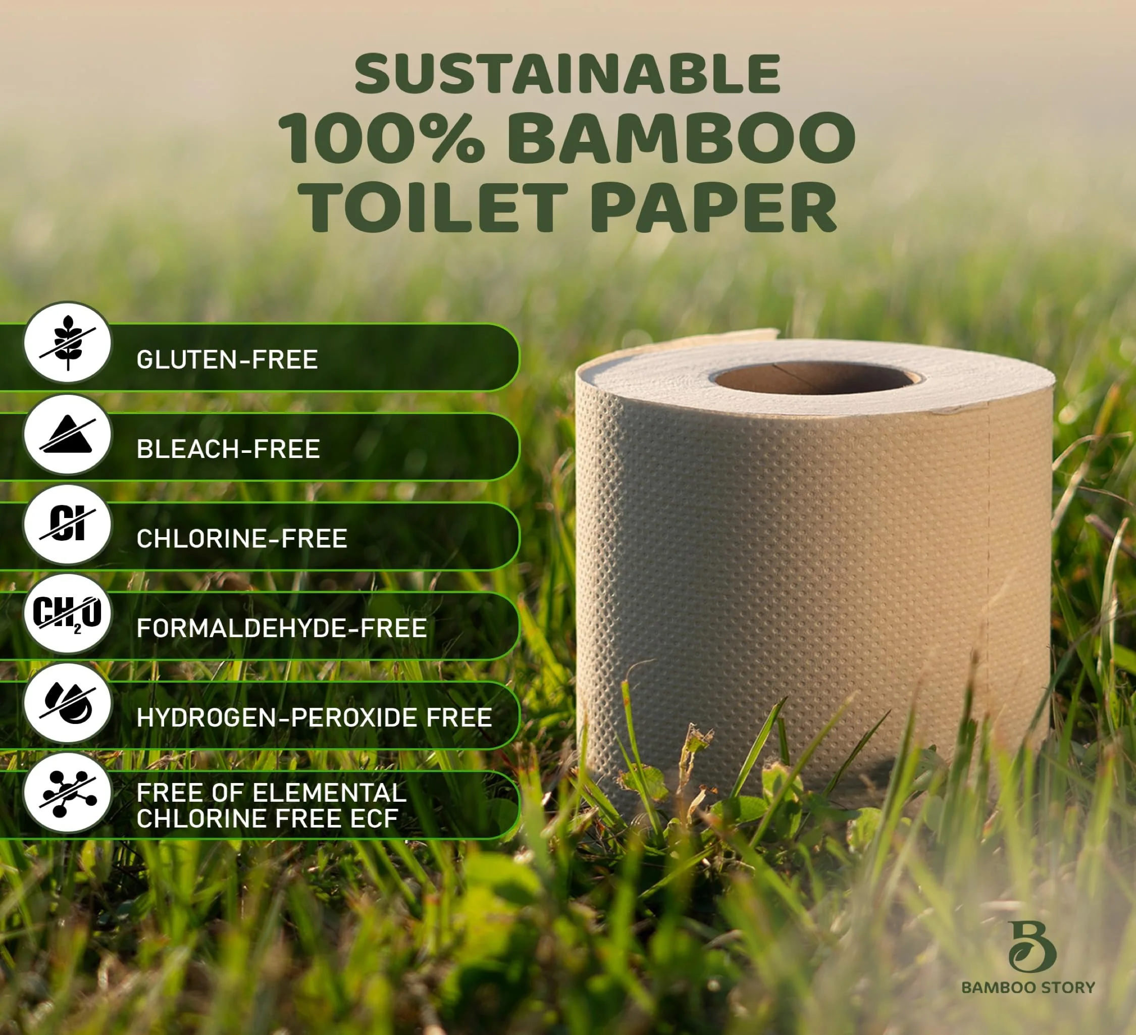 Bamboo Story, Bamboo Toilet Paper Unbleached, 24 Rolls, 3 Ply and 300 Sheets Bamboo Toilet Tissue - FSC Certified, Biodegradable, Chemical Free, Plastic Free, BPA Free, Septic Safe Toilet Paper - Image 7