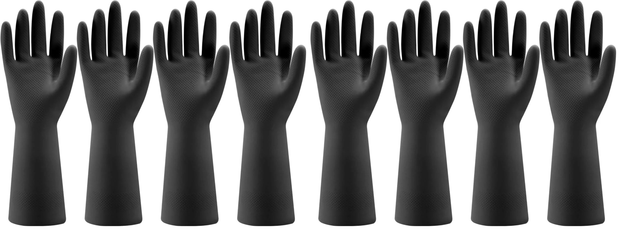 Bamllum 4 Pairs Rubber Kitchen Dishwashing Gloves - Reusable Household Cleaning Gloves for Washing Dishes and Cleaning Tasks, Flexible Long-lasting and Non-Slip (Medium, Black) (Pack of 2)