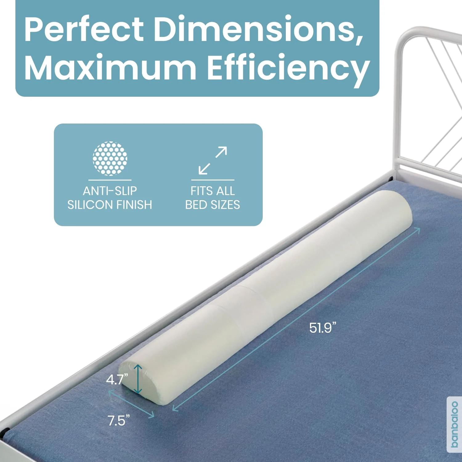 BANBALOO- Anti-Fall Safety Barrier for Adult or Elderly Bed/Portable Non-Slip Foam Rail, for Double Beds, Foldable and Articulated. - Image 6