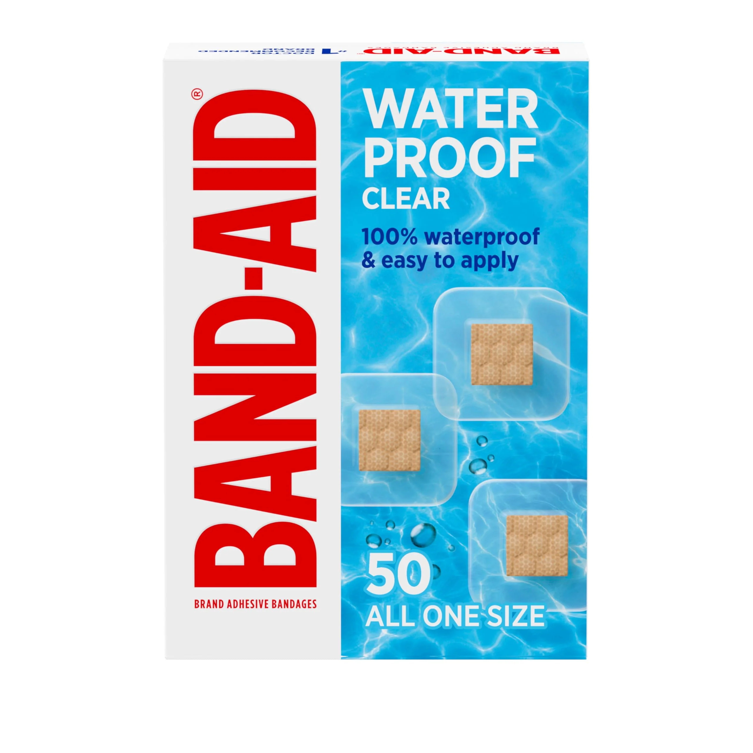 BAND-AID Brand Waterproof Clear Spot Adhesive Square Bandages, Individually Wrapped Small Spot Bandages for Wound Care for Minor Cuts & Scrapes, Waterproof, One Size, 50 ct - Image 6