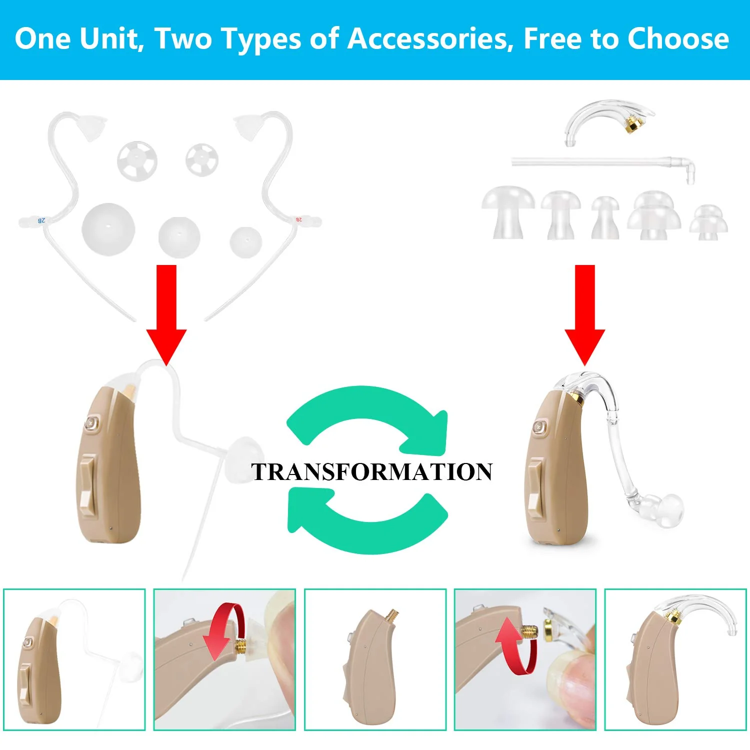 Banglijian Hearing Aid Rechargeable Hearing Amplifier, Digital Noise Cancelling to Aid and Assist Hearing, for Adults and Seniors, Latest Upgrade (One Unit, Preassembled with Left Slim Tube) - Image 6