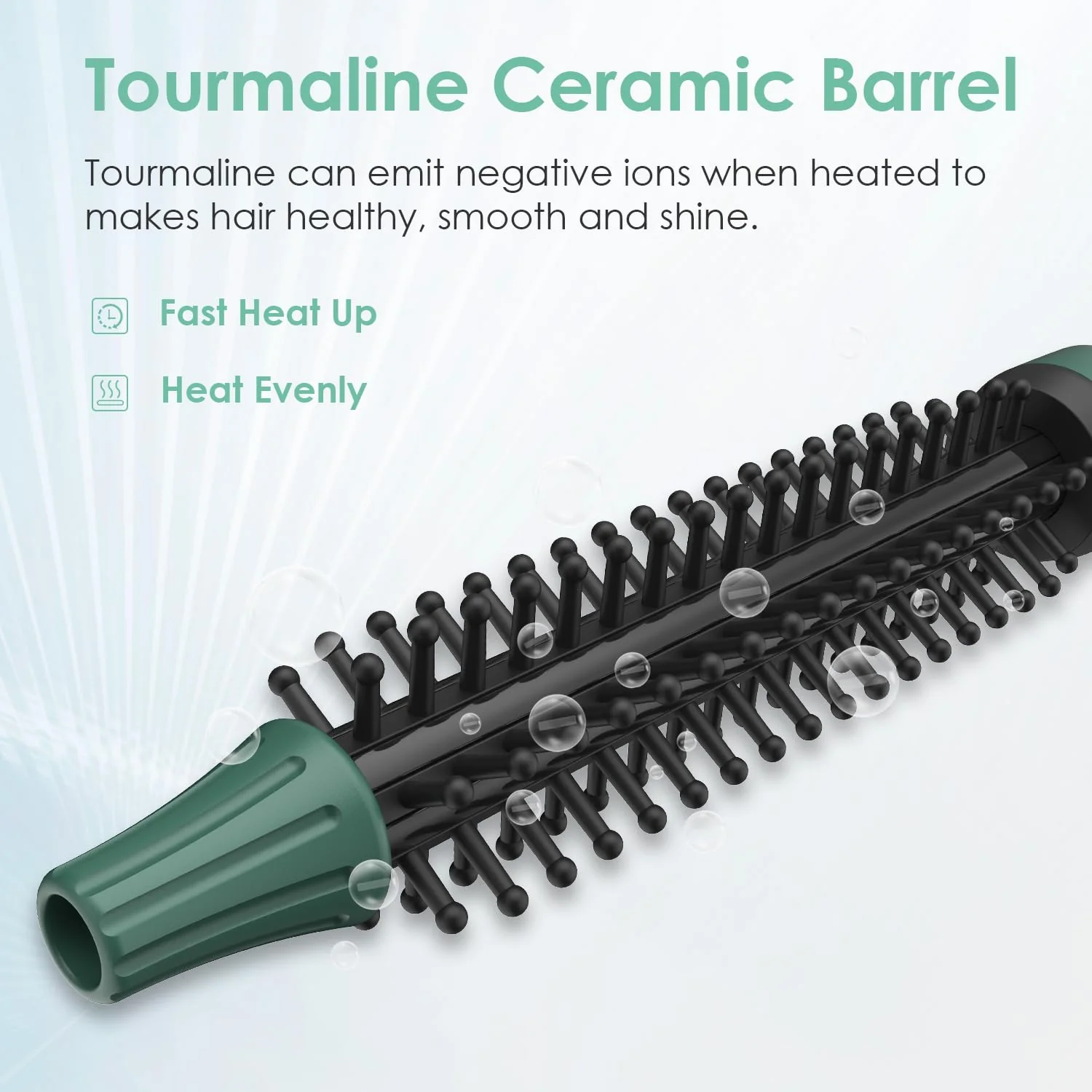 BANGMENG Mini Thermal Round Brush, 0.35 Inch Barrel Volume Heat Styling Brush for Men and Women Short Thin Curly Straight Hair, Heated Curling Iron,12 Temperature Setting (0.95 Inch with Bristles) - Image 3
