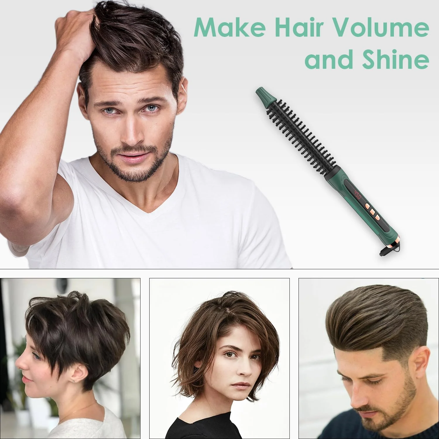 BANGMENG Mini Thermal Round Brush, 0.35 Inch Barrel Volume Heat Styling Brush for Men and Women Short Thin Curly Straight Hair, Heated Curling Iron,12 Temperature Setting (0.95 Inch with Bristles) - Image 6